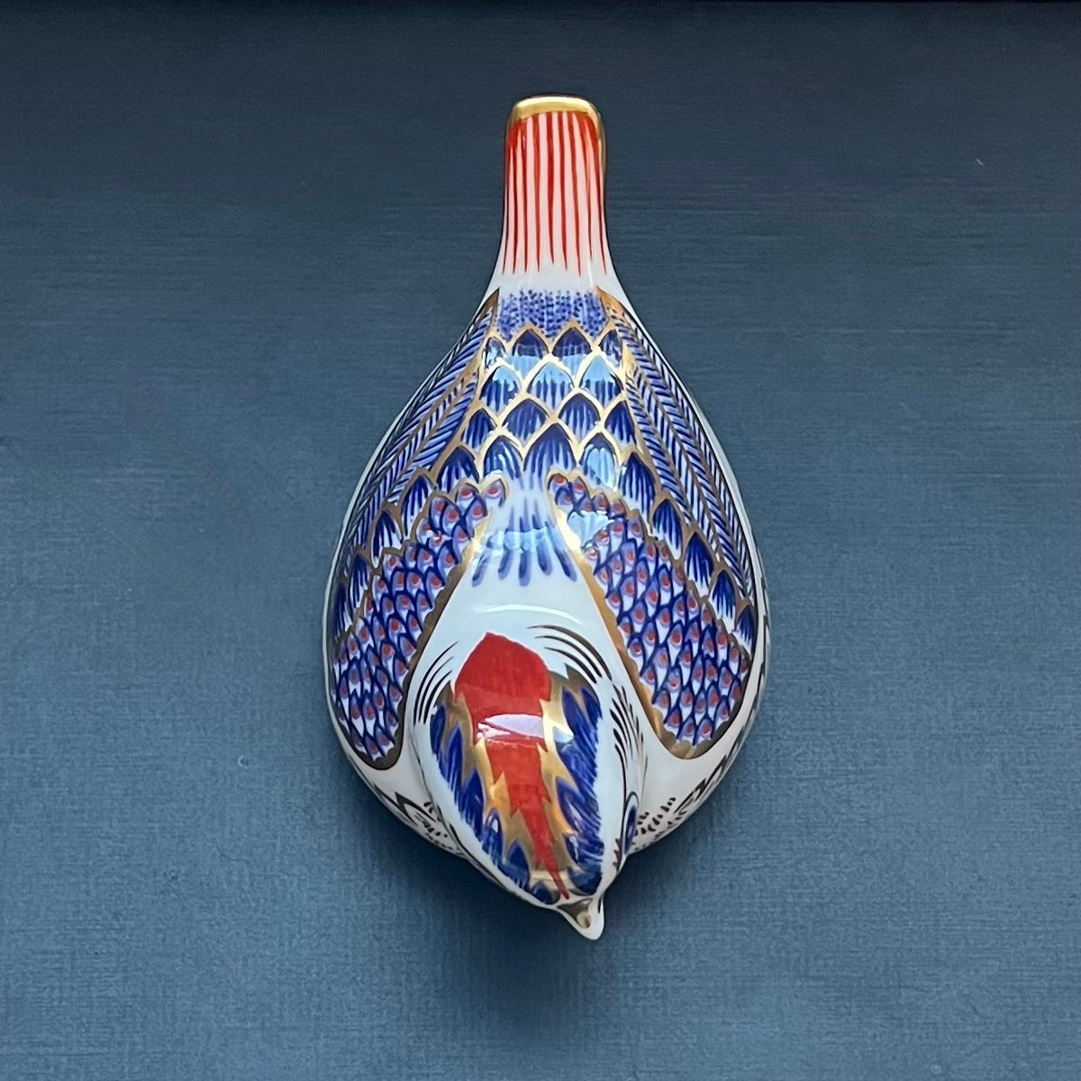 Vintage Royal Crown Derby Cobalt and Gilt Limited Edition Goldcrest Bird Porcelain Paperweight or Figurine