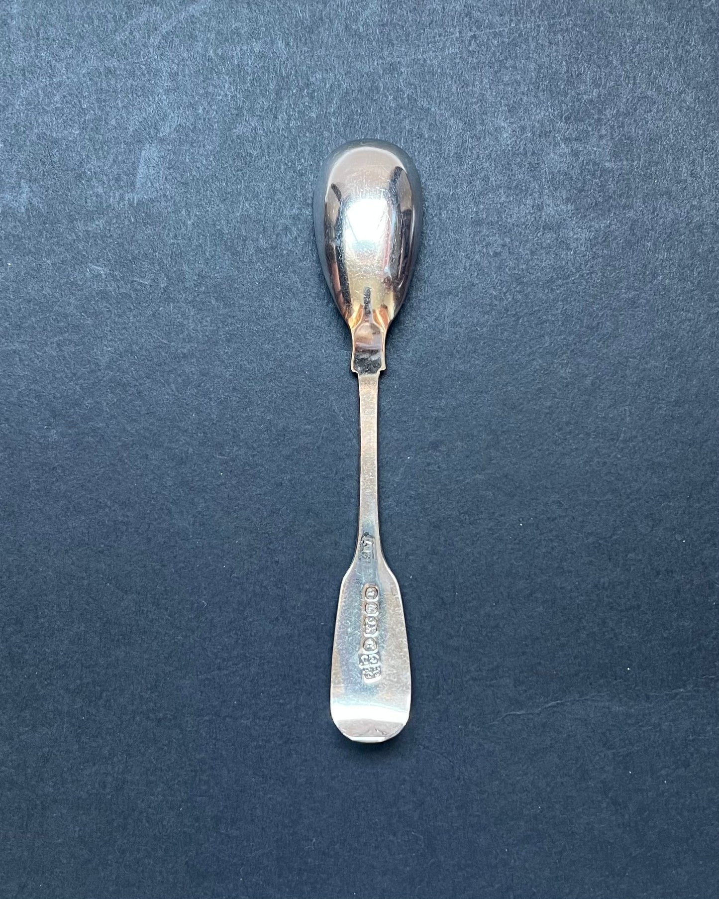 RARE example of antique Scottish provincial silver, pair of mustard spoons. Aberdeen, 1854, George Jamieson.