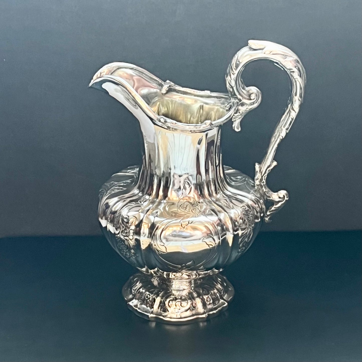 Antique Scottish sterling silver milk jug, William Marshall & Sons, 1840, Edinburgh