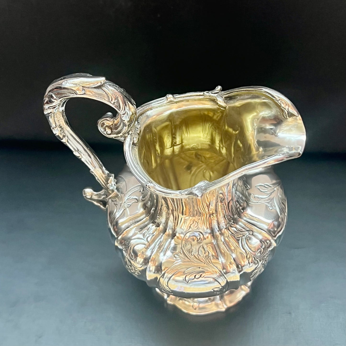 Antique Scottish sterling silver milk jug, William Marshall & Sons, 1840, Edinburgh