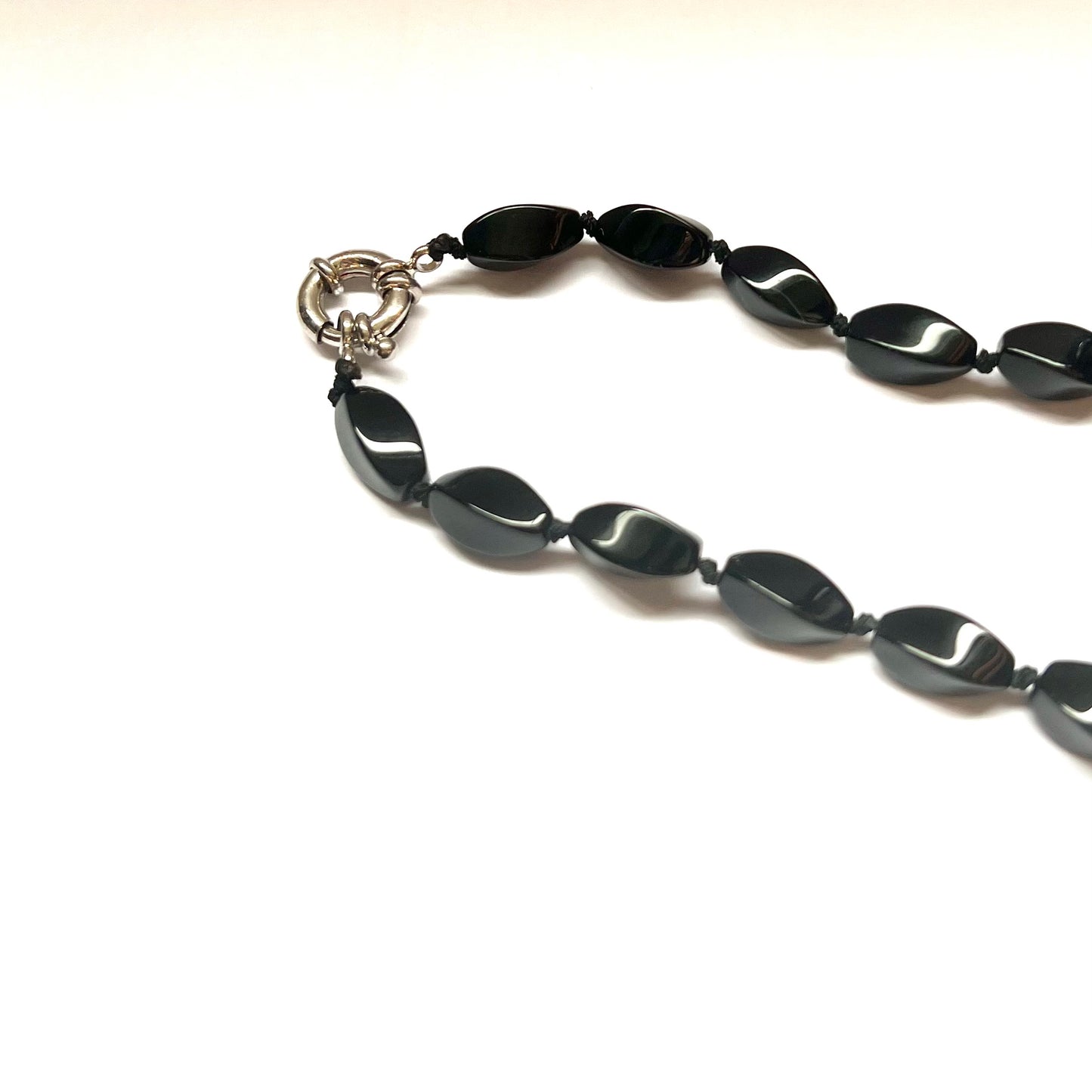 复古手工编织黑玛瑙珠项链