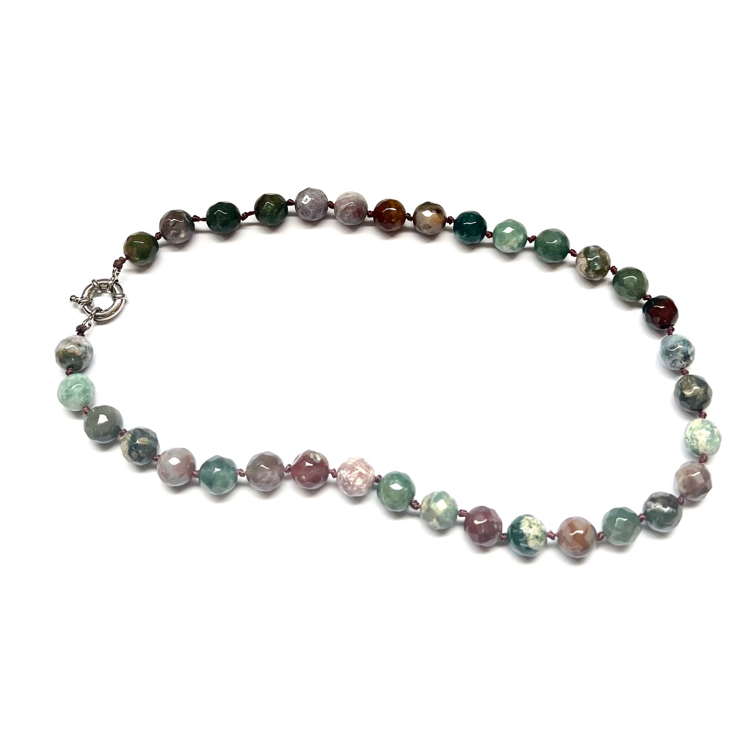 Vintage hand-knotted necklace strand of assorted jasper beads
