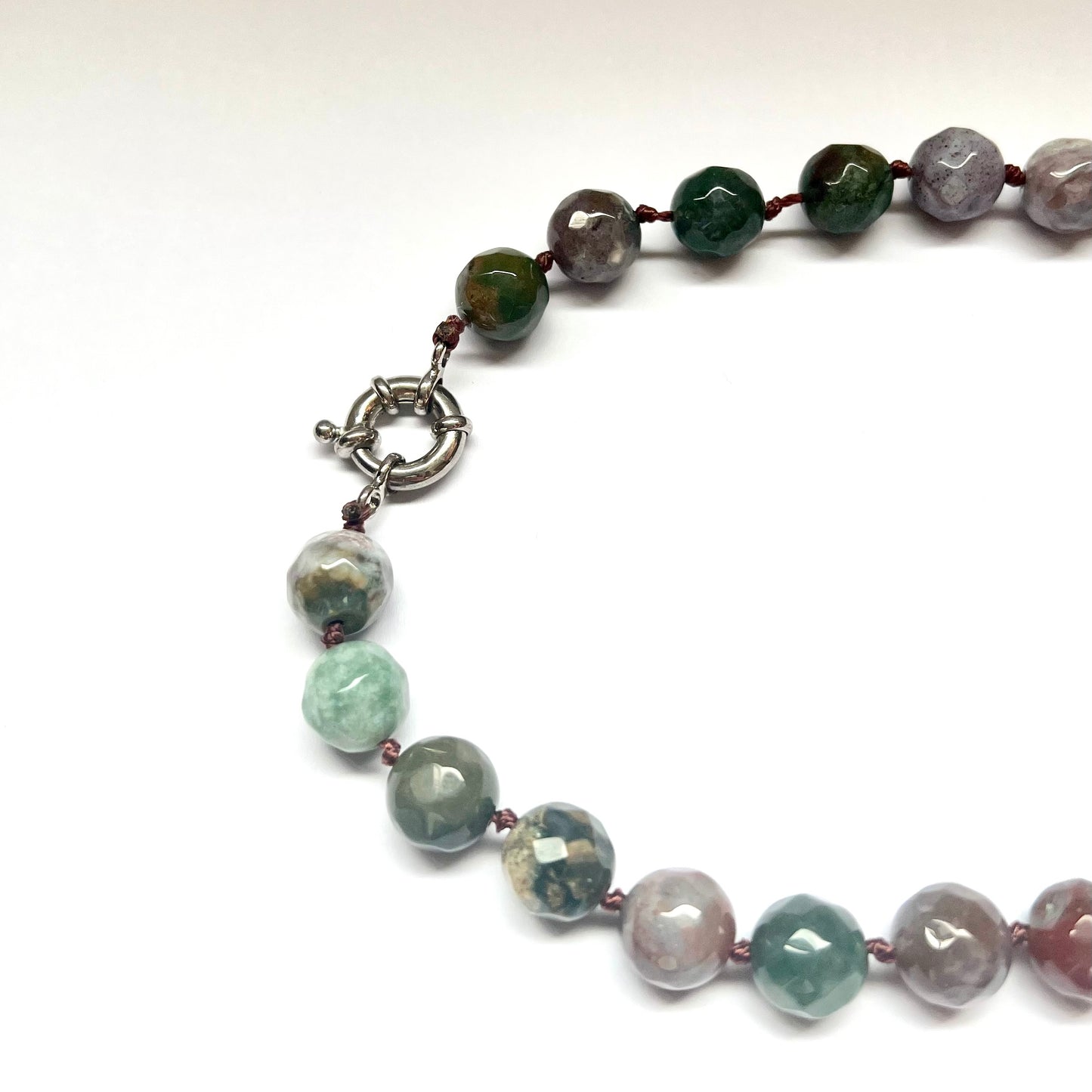 Vintage hand-knotted necklace strand of assorted jasper beads