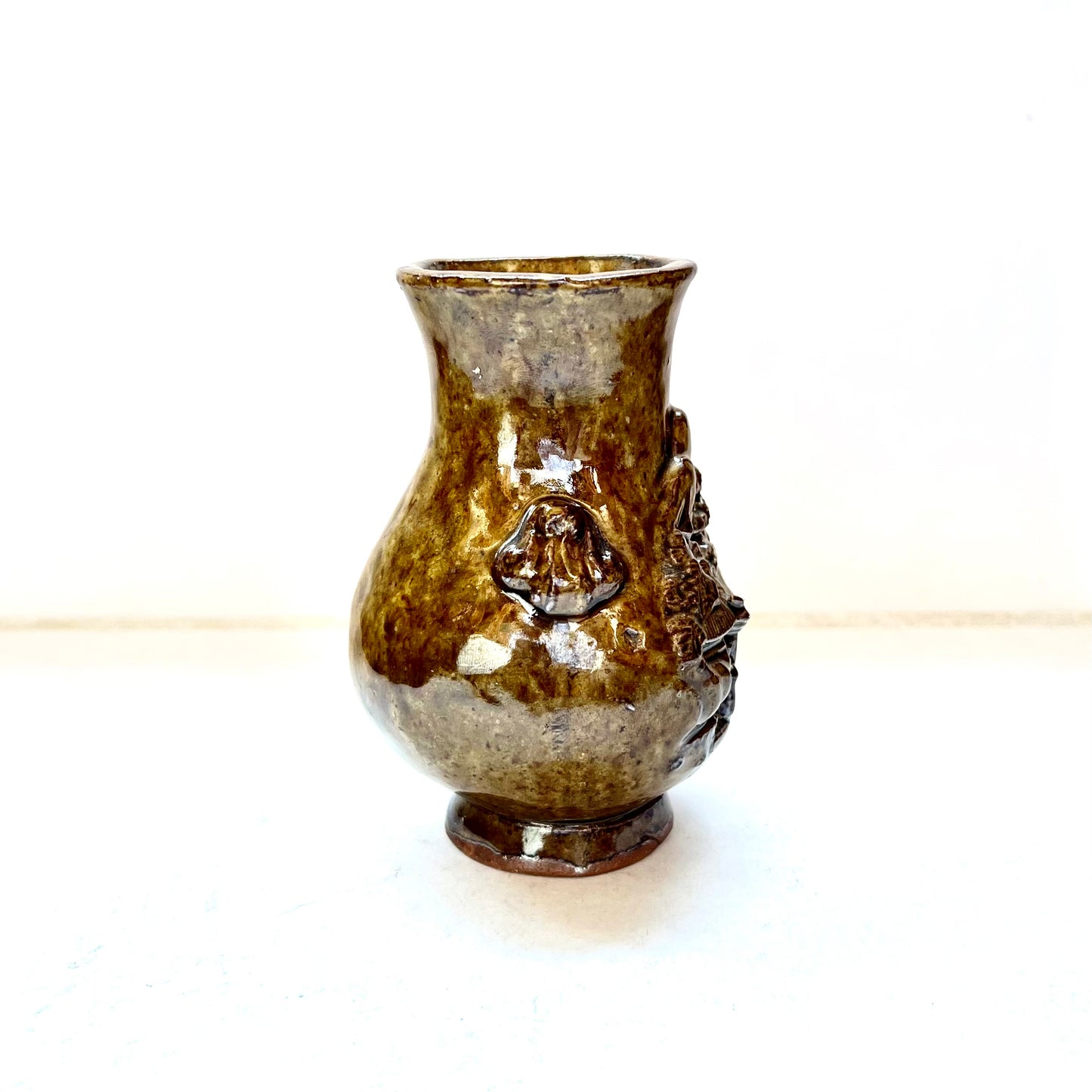 古董“Banko Ware”日本陶器花瓶,带宝塔图案,严岛神社窑,宫岛陶器