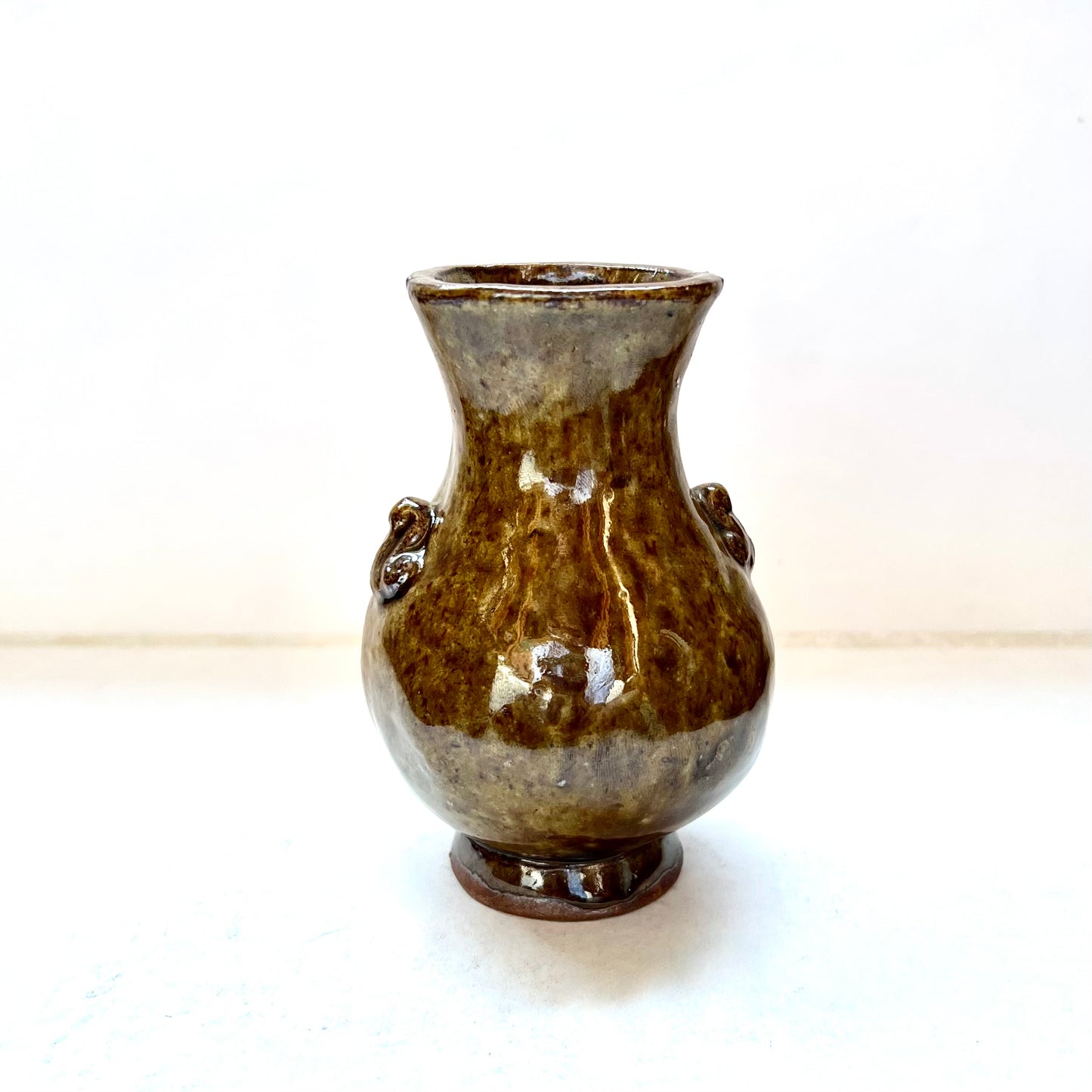 古董“Banko Ware”日本陶器花瓶,带宝塔图案,严岛神社窑,宫岛陶器