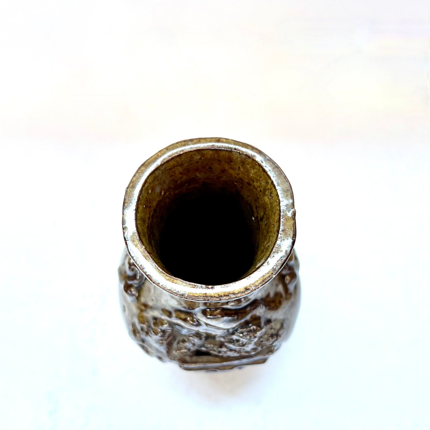 古董“Banko Ware”日本陶器花瓶,带宝塔图案,严岛神社窑,宫岛陶器
