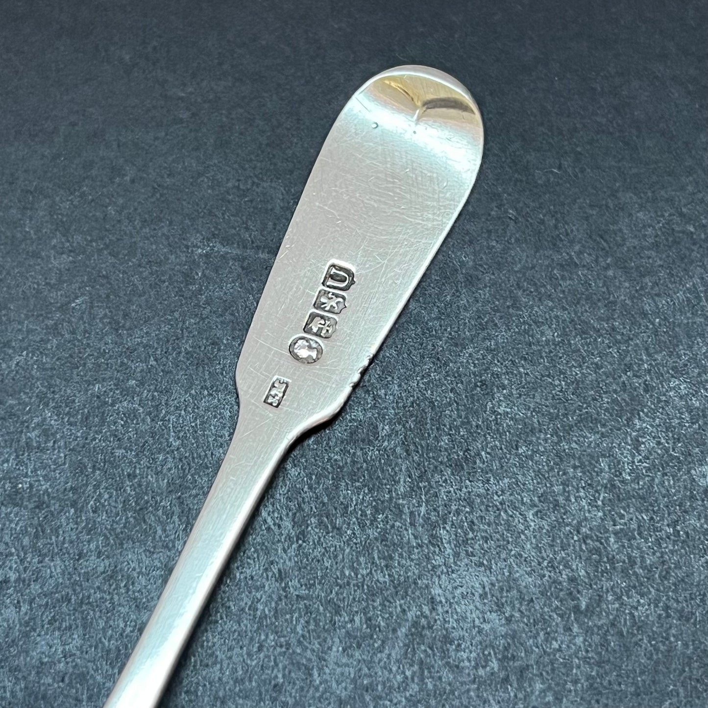 Pair of 2 early Victorian provincial silver sterling silver spoons, John Menzies, 1839 and 1840, Glasgow