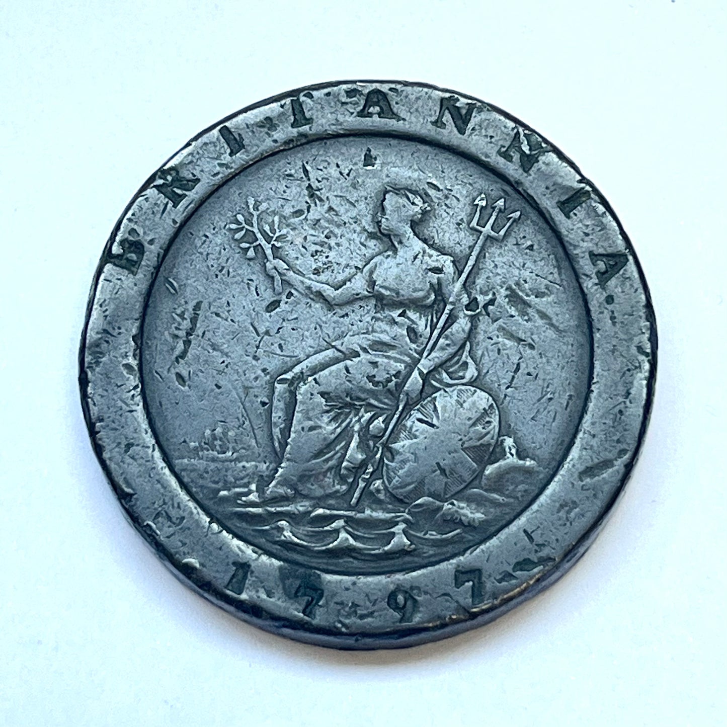非常罕见的 1797 年未评级车轮两便士,由英国汉兹沃斯 Soho Mint 铸造