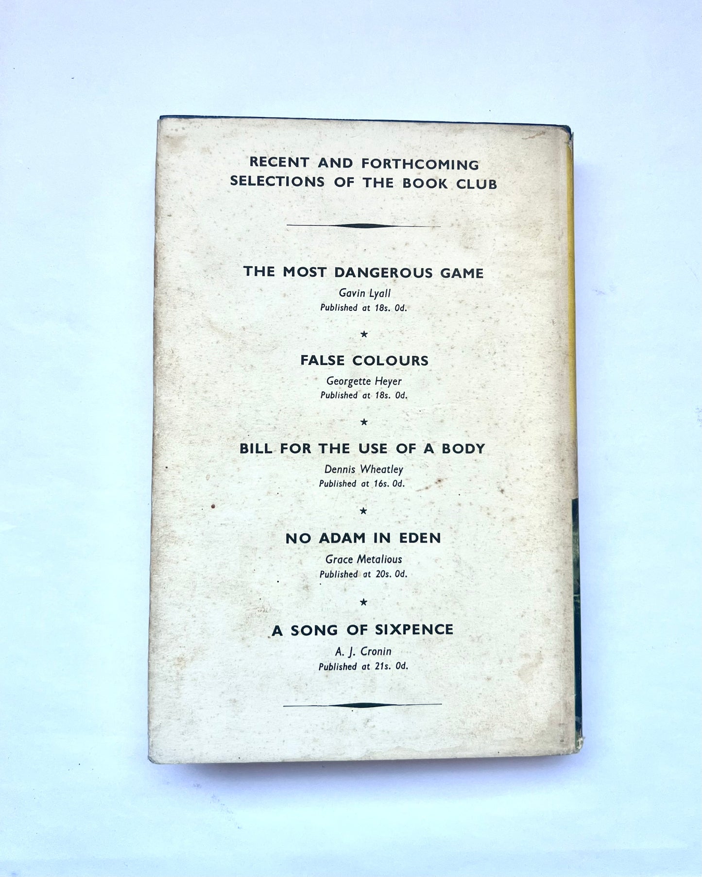 1964 first edition of Ian Fleming’s classic Bond novel You Only Live Twice, Book Club Edition.