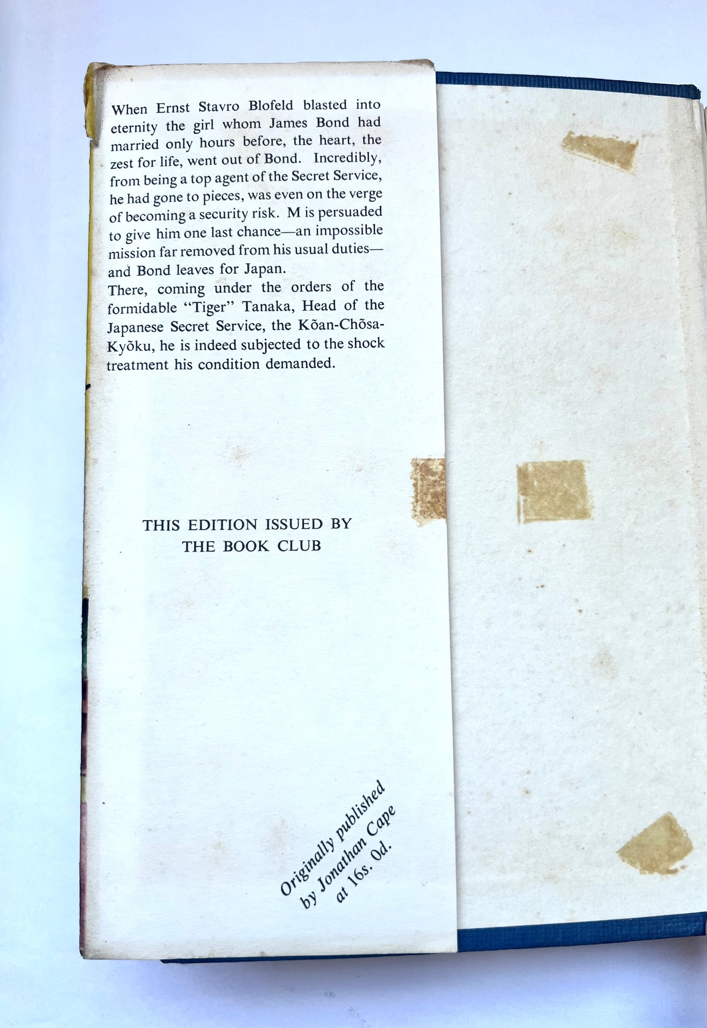1964 first edition of Ian Fleming’s classic Bond novel You Only Live Twice, Book Club Edition.