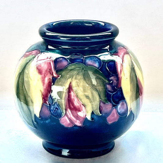 Vintage Near Antique early 20th century William Moorcroft Leaf and Berry Vase circa 1928-1949