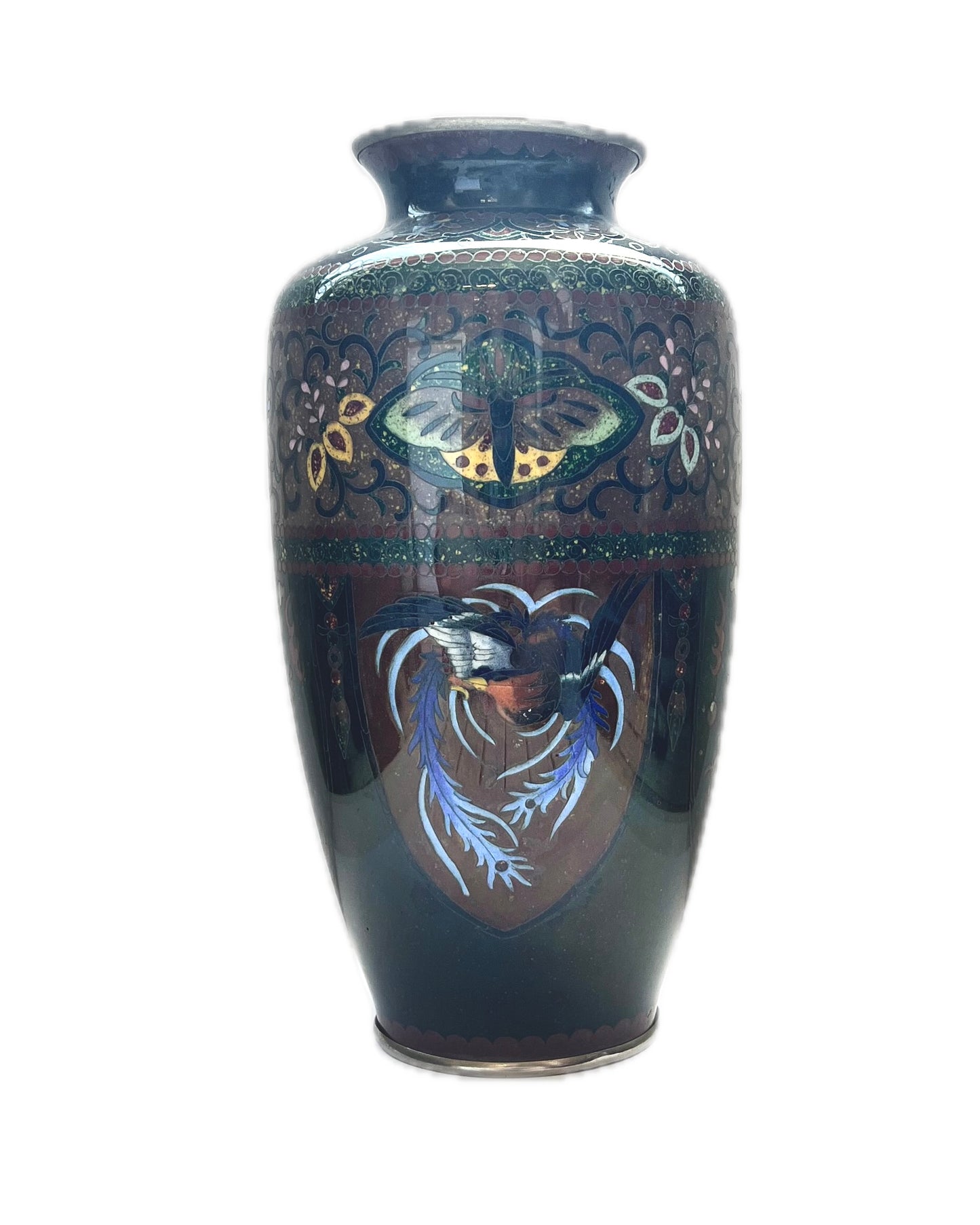 Raro y grande jarrón Ginbari Cloisonne del período Meiji de Ando Jubei