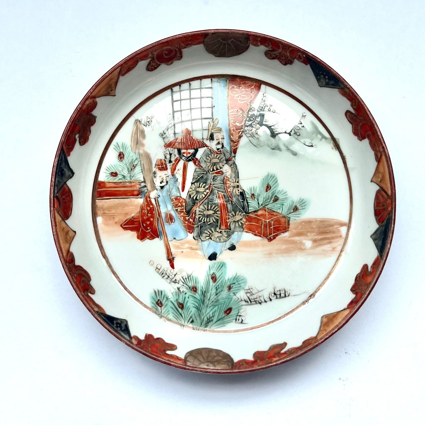 Vintage Japanese Kutani hand-painted plates circa Taisho to Showa Period (1920s to 1930s)