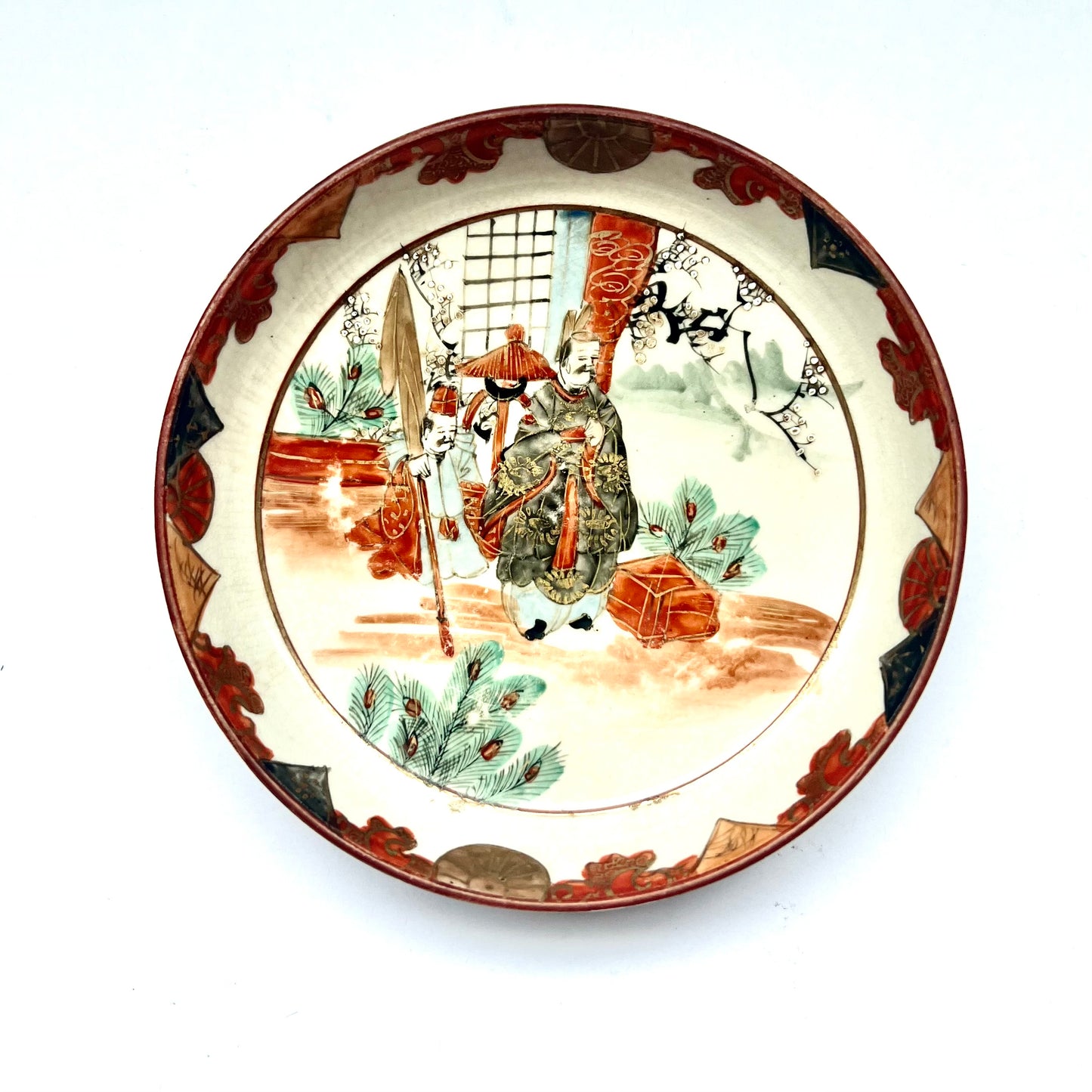 Vintage Japanese Kutani hand-painted plates circa Taisho to Showa Period (1920s to 1930s)