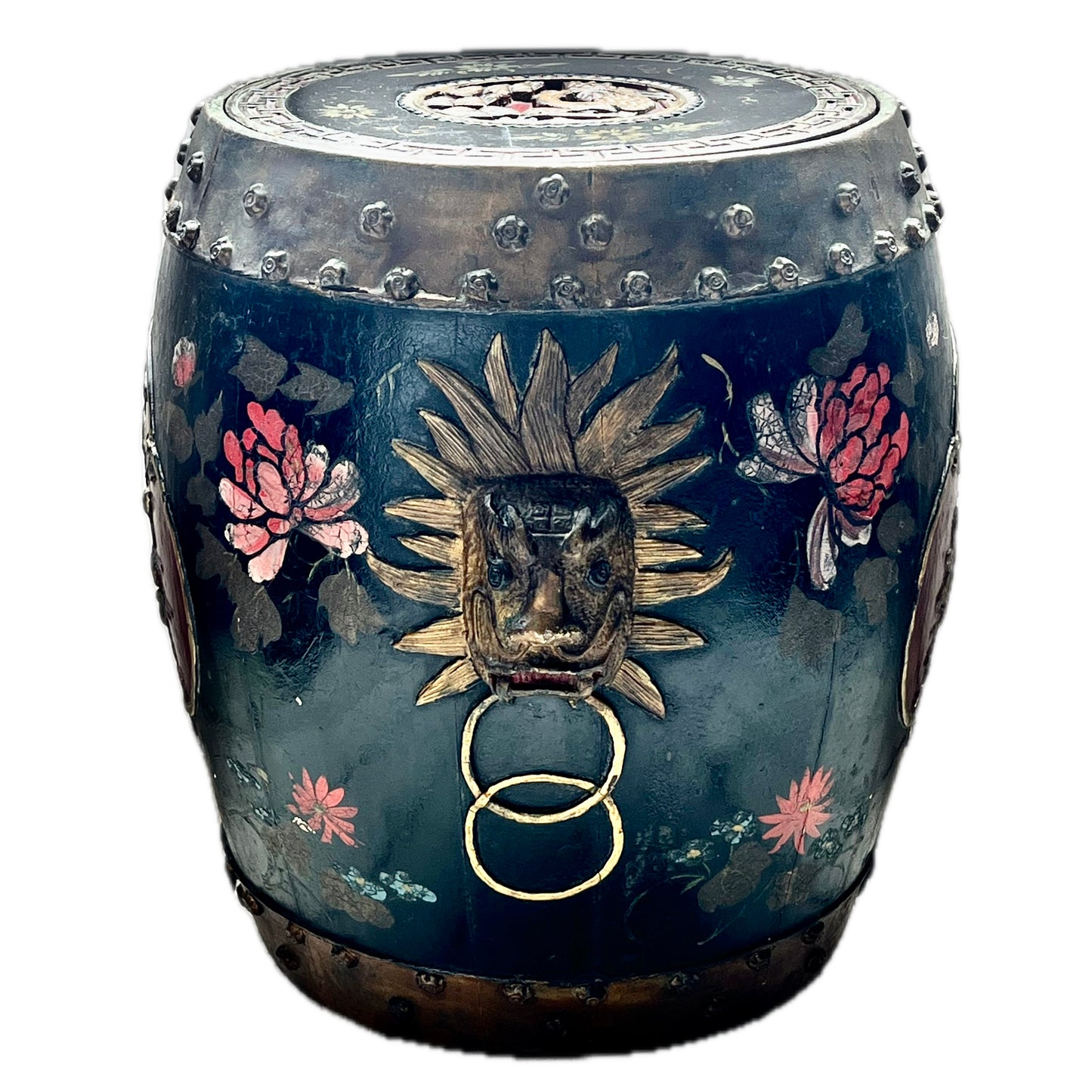Rare and stunning pair of mid to late 19th century Qing Dynasty hand-painted and lacquered spice barrels
