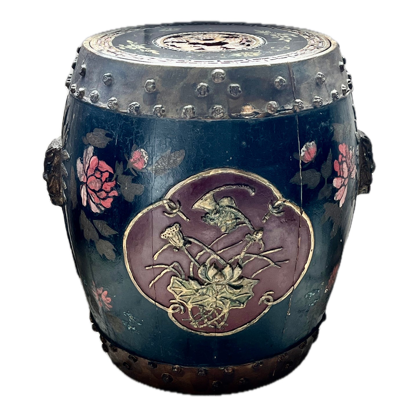 Rare and stunning pair of mid to late 19th century Qing Dynasty hand-painted and lacquered spice barrels