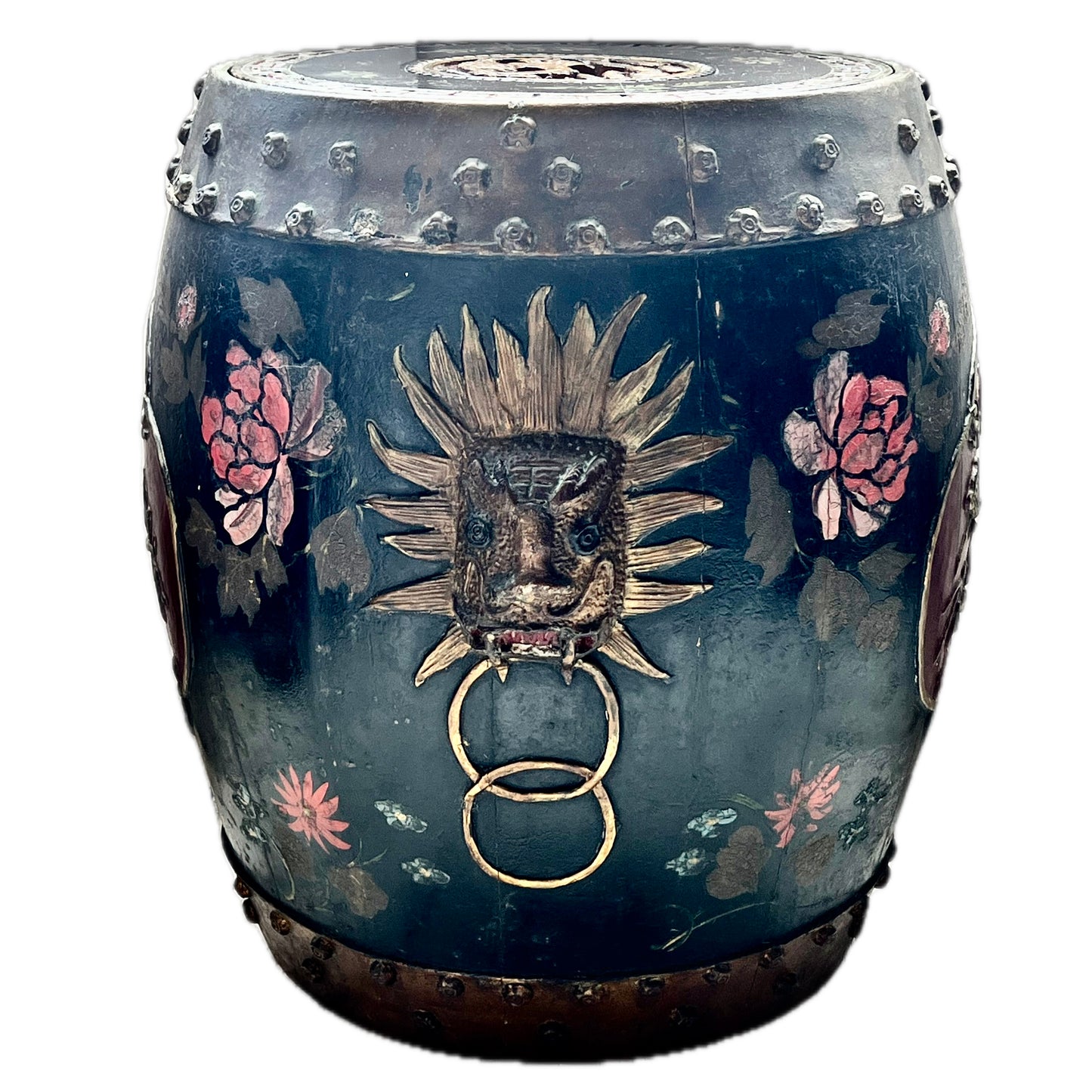 Rare and stunning pair of mid to late 19th century Qing Dynasty hand-painted and lacquered spice barrels