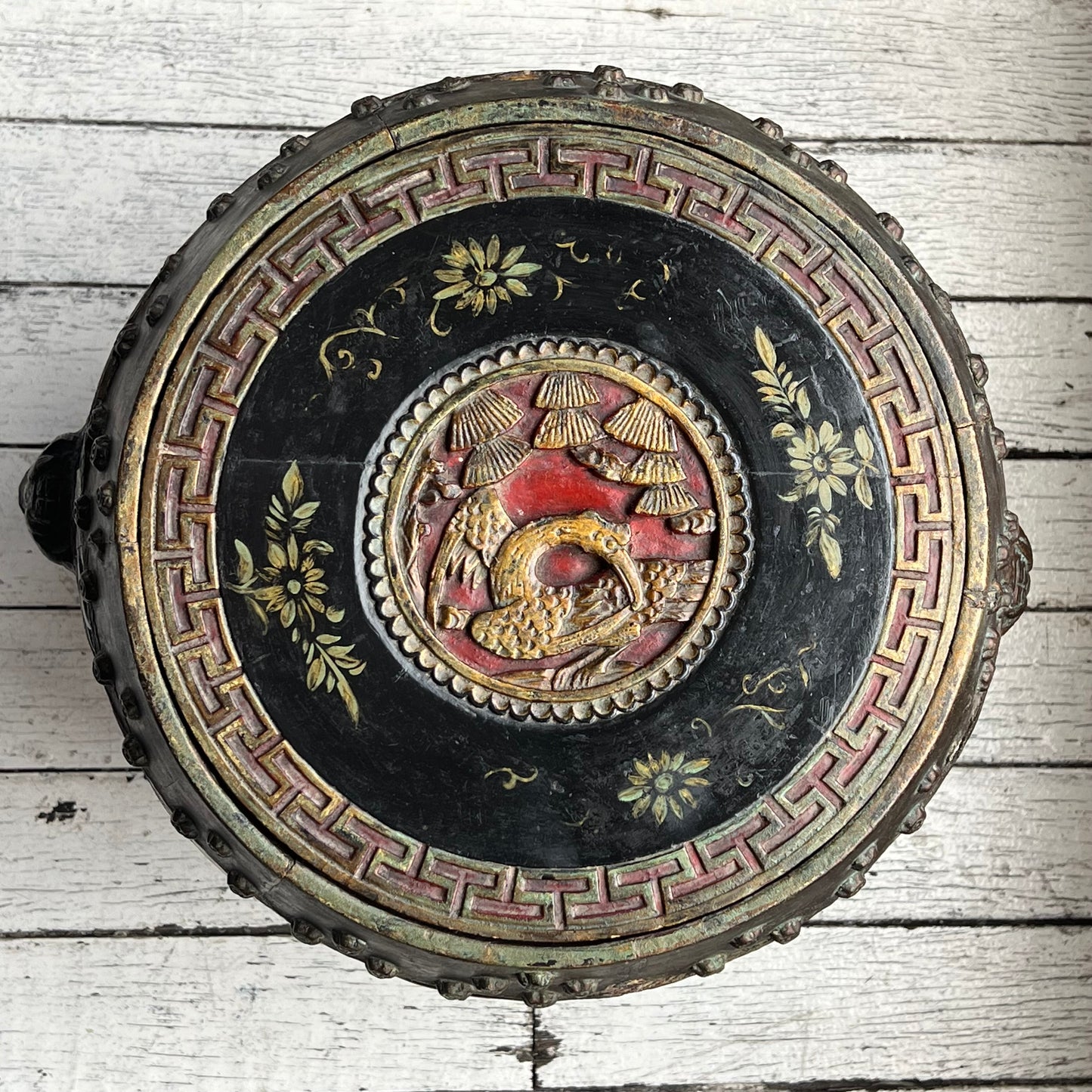 Rare and stunning pair of mid to late 19th century Qing Dynasty hand-painted and lacquered spice barrels