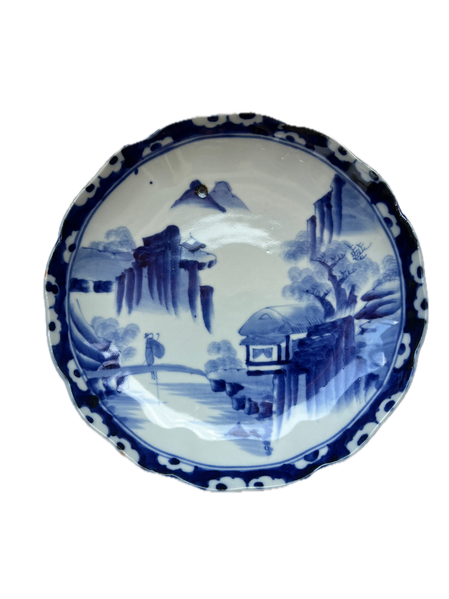 Lovely Edo period late 18th to early 19th century Japanese porcelain shallow bowl, 4 available