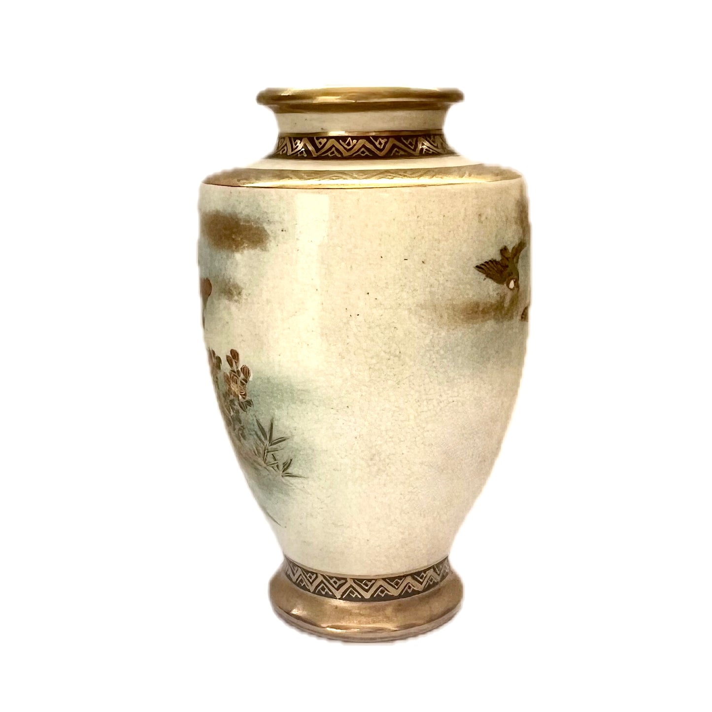 Pair of antique Satsuma porcelain vases circa Meiji period, mid to late 19th century