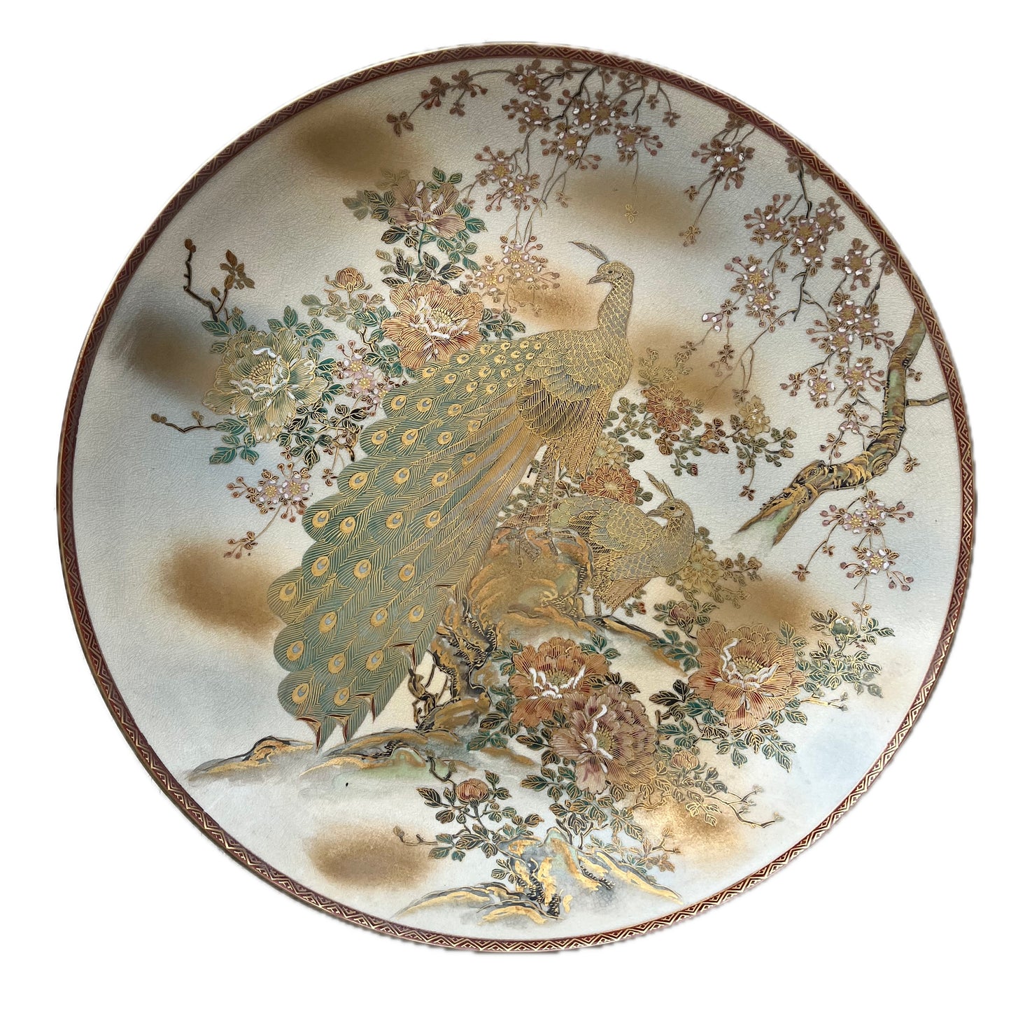 Monumental antique Japanese Satsuma porcelain charger circa late Meiji to early Taisho period