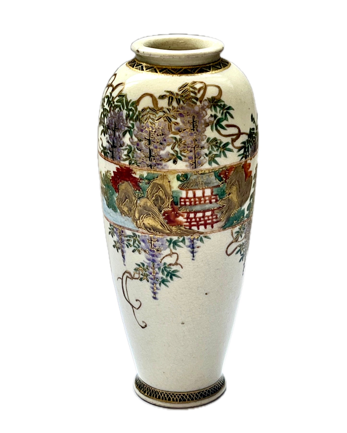 Antique Satsuma porcelain vase circa Meiji period, mid to late 19th century
