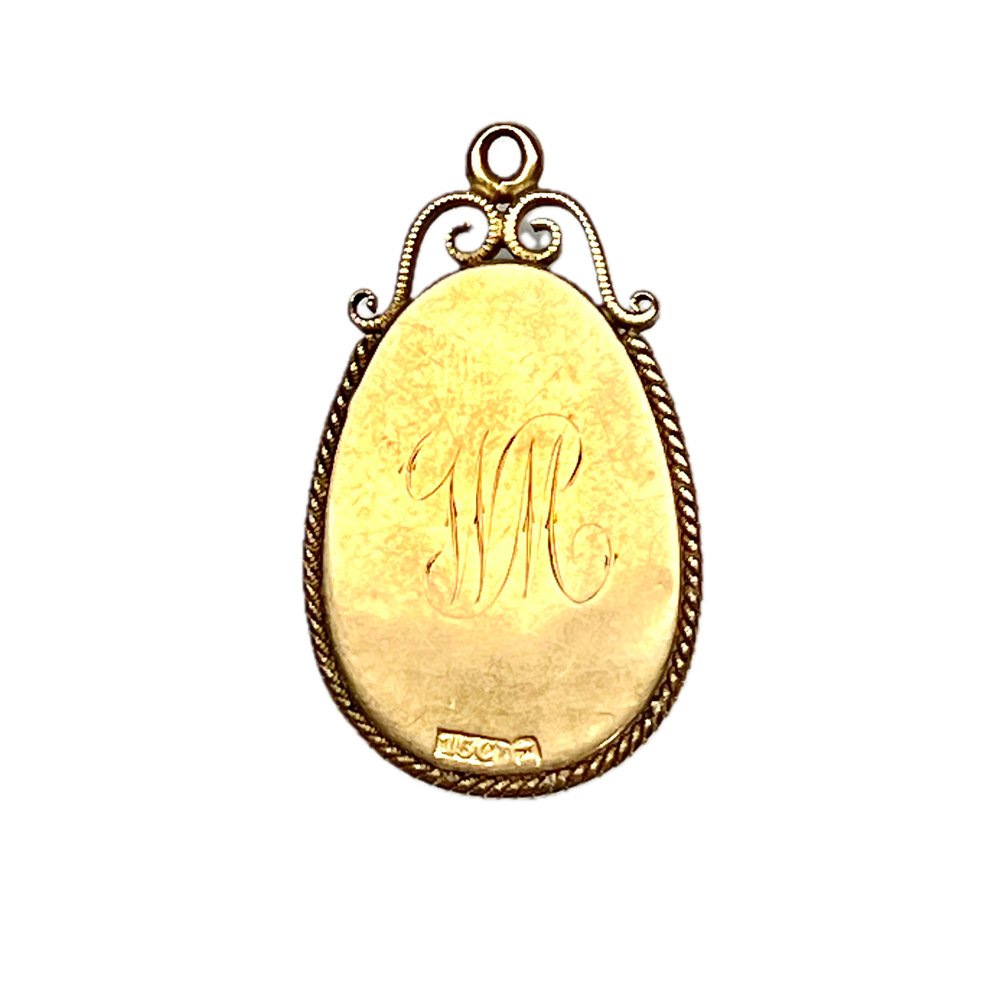 Colgante de ágata con bandas de ojo de buey, estilo colonial australiano del siglo XIX, en oro de 15 quilates.