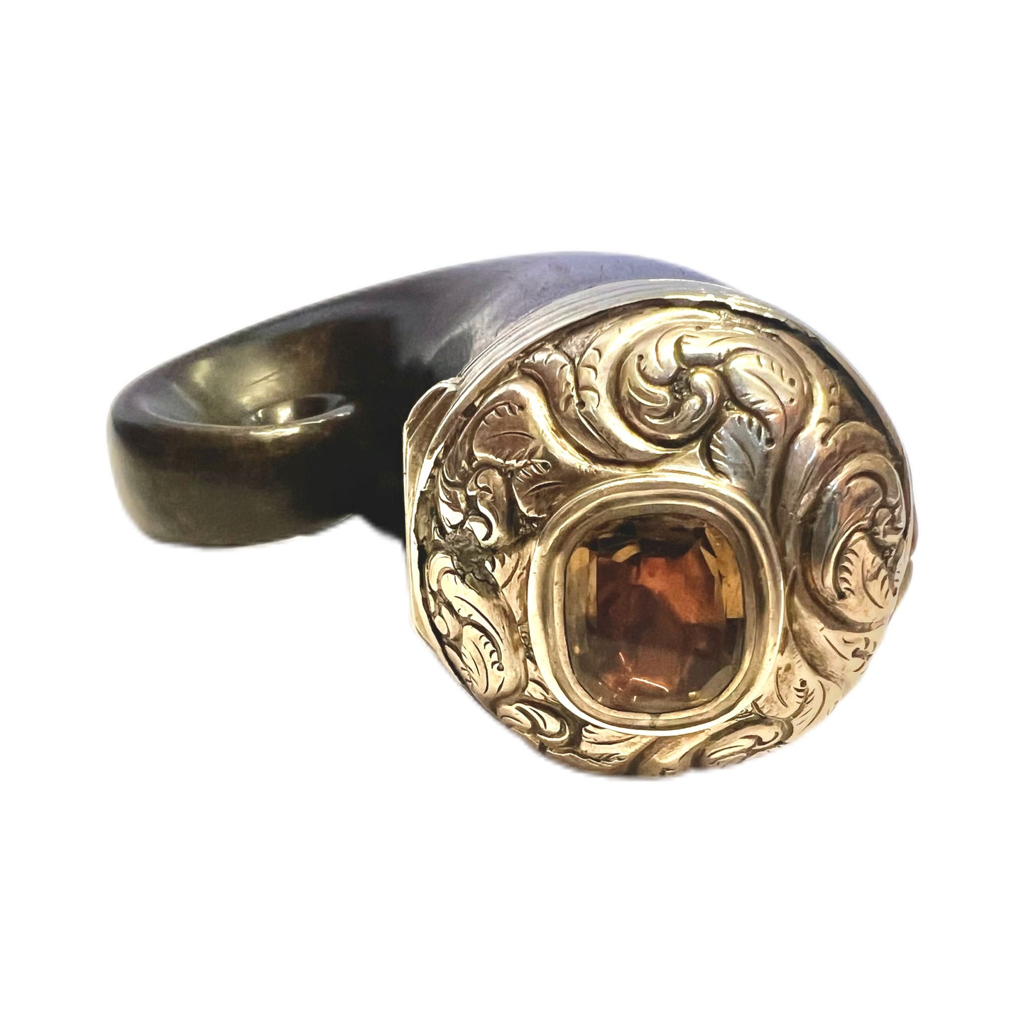 19th century High Victorian sterling silver and cairngorm amethyst snuff mull