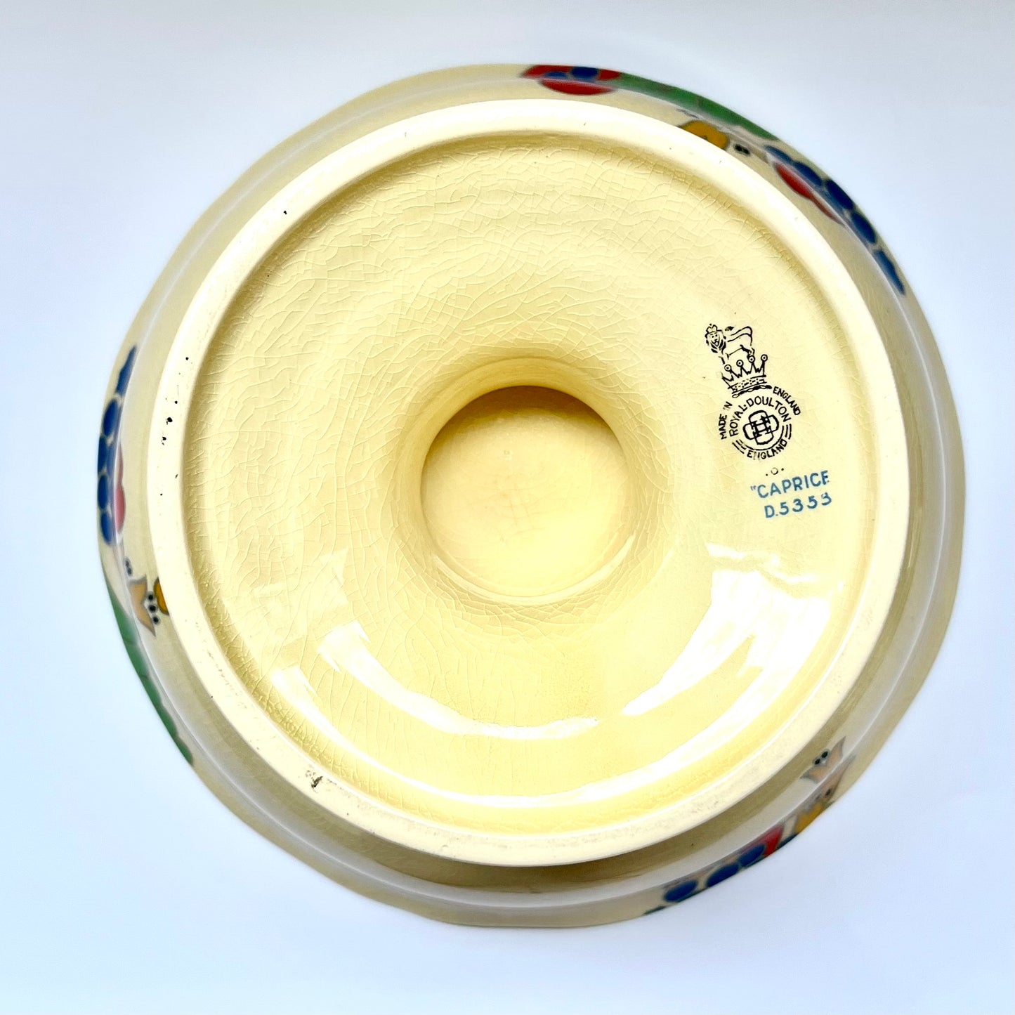 Taza/comedor de porcelana Art Déco Royal Doulton Art Déco de la década de 1930, diseño Caprice