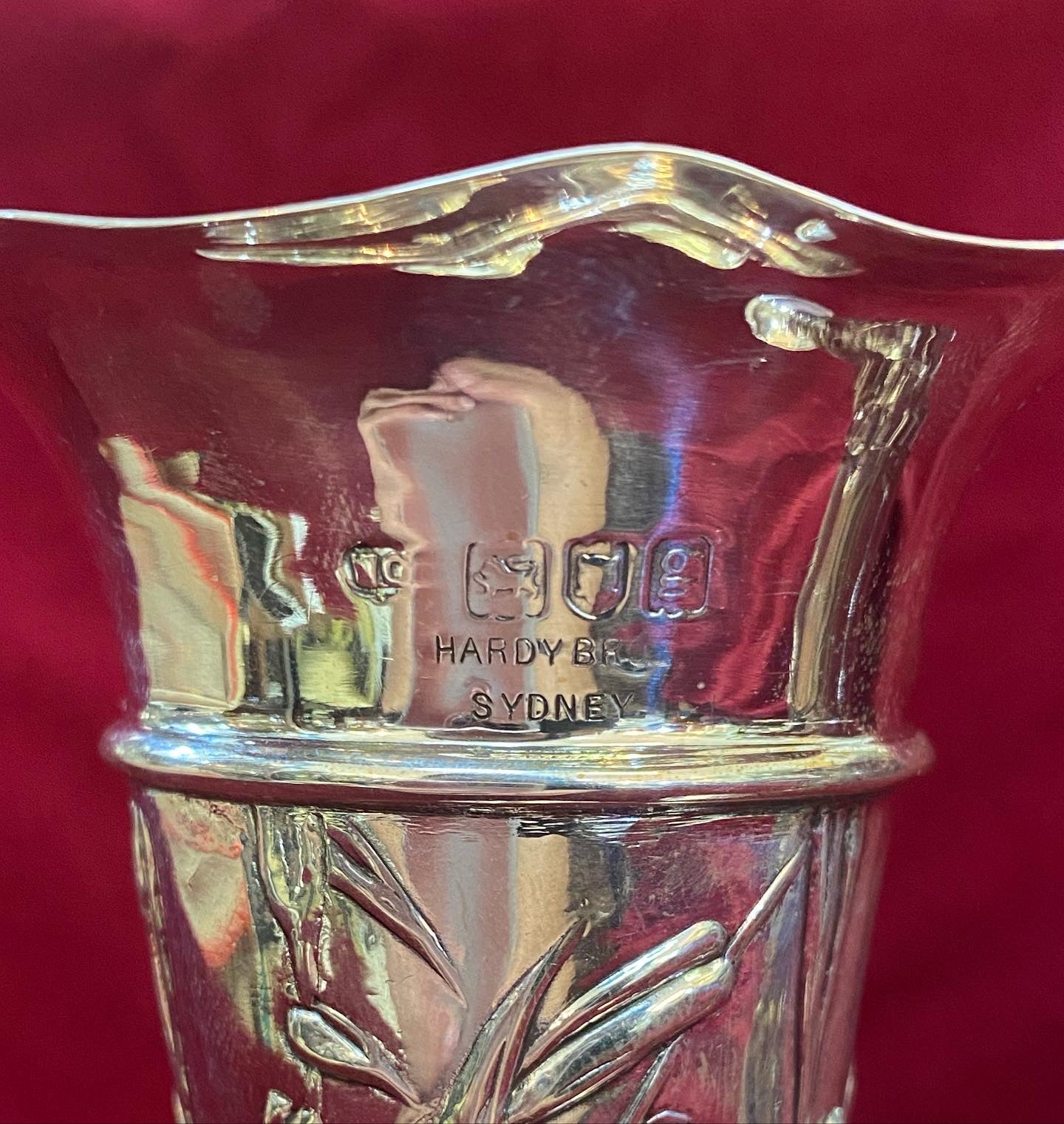 Jarrones trompeta de plata de ley con sello Art Nouveau