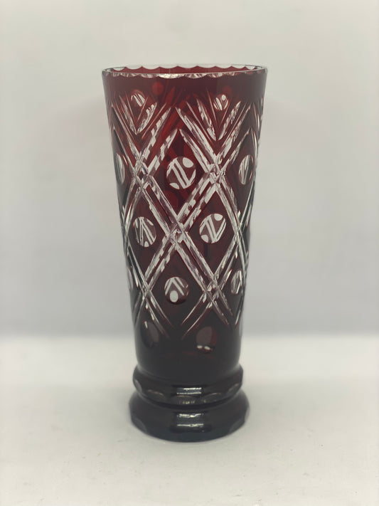 Bohemian Red cut to clear Vase circa 1900
