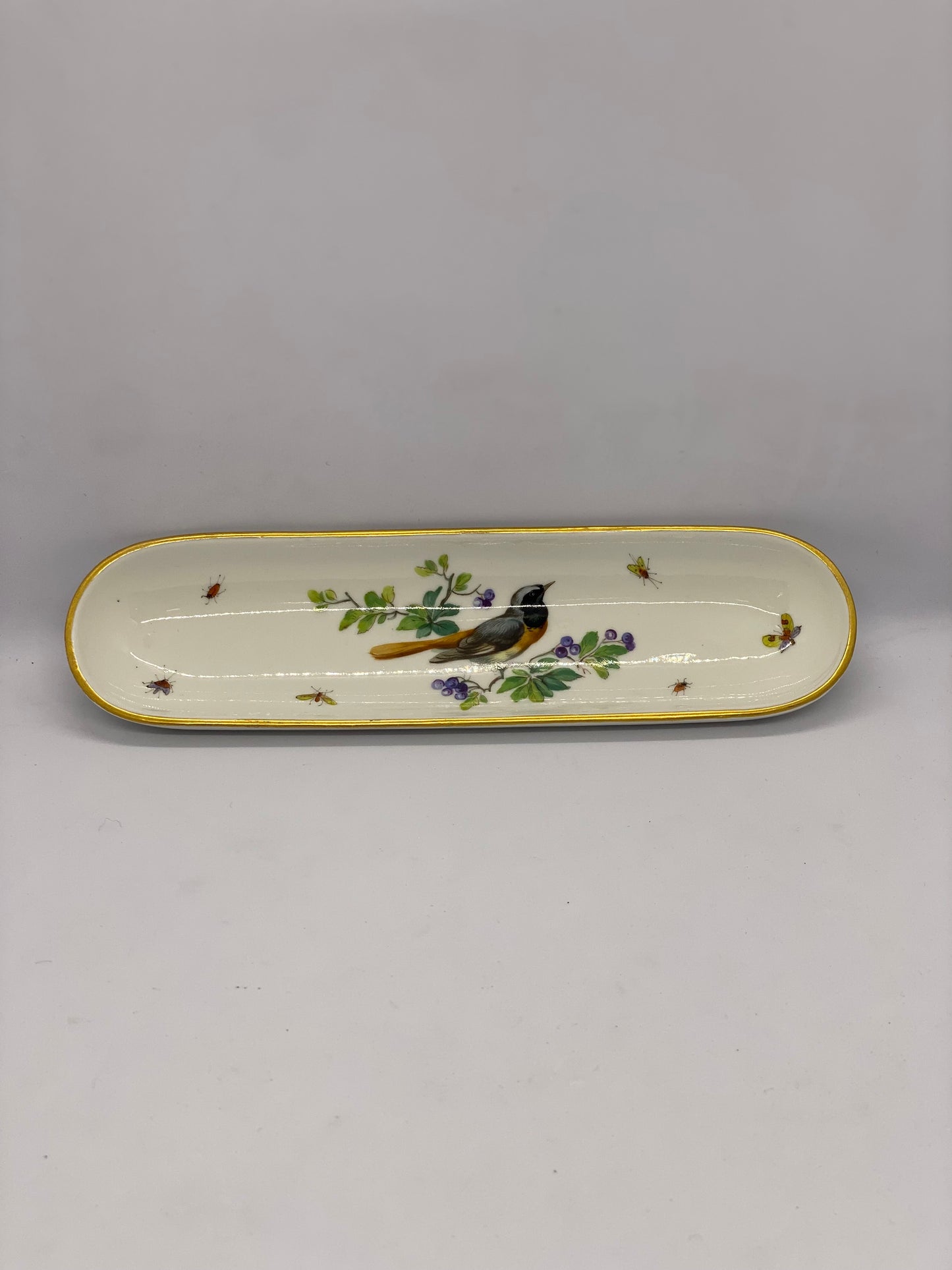 Precioso y raro plato para alfileres de Meissen del siglo XIX