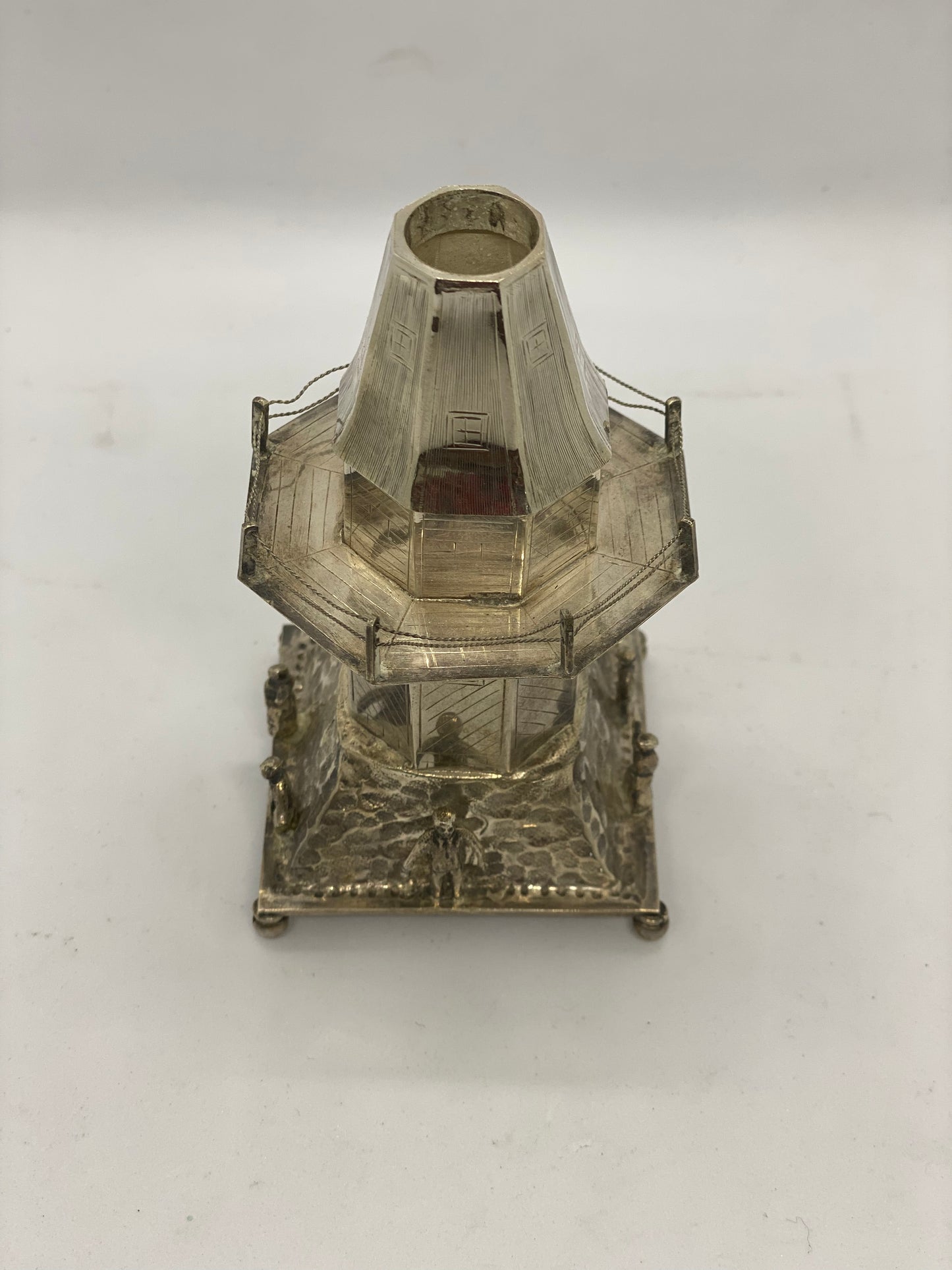 19th Century Dutch 835 Silver Figural Windmill and Spice Tower