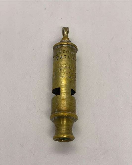 Antique English Brass “The Metropolitan“ Whistle by J Hudson and Co