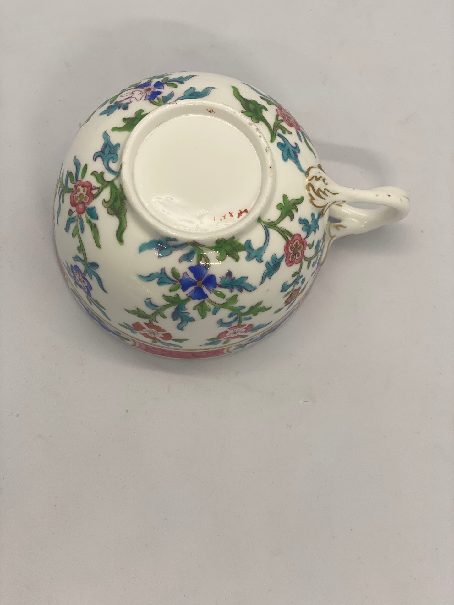 Juego de taza de té y platillo Minton de inspiración chinoiserie antiguo, circa 1858