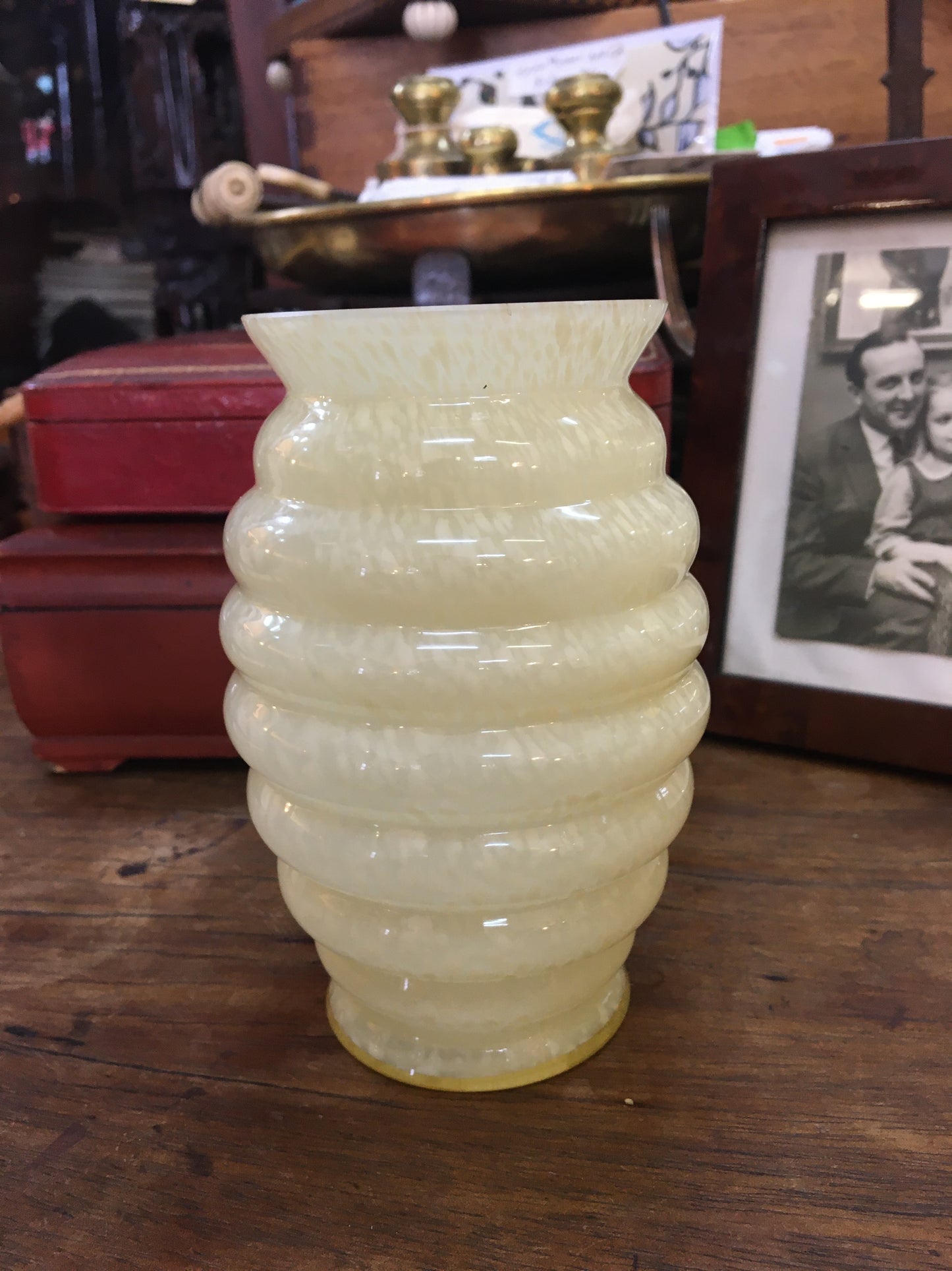 Australian Art Deco Beehive Shaped Vase in Mottled Glass