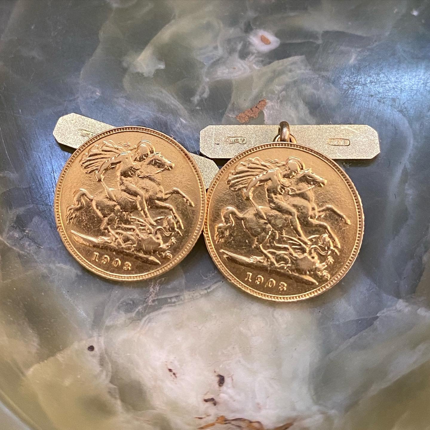 Edwardian 22ct Gold Half-Sovereign Cufflinks