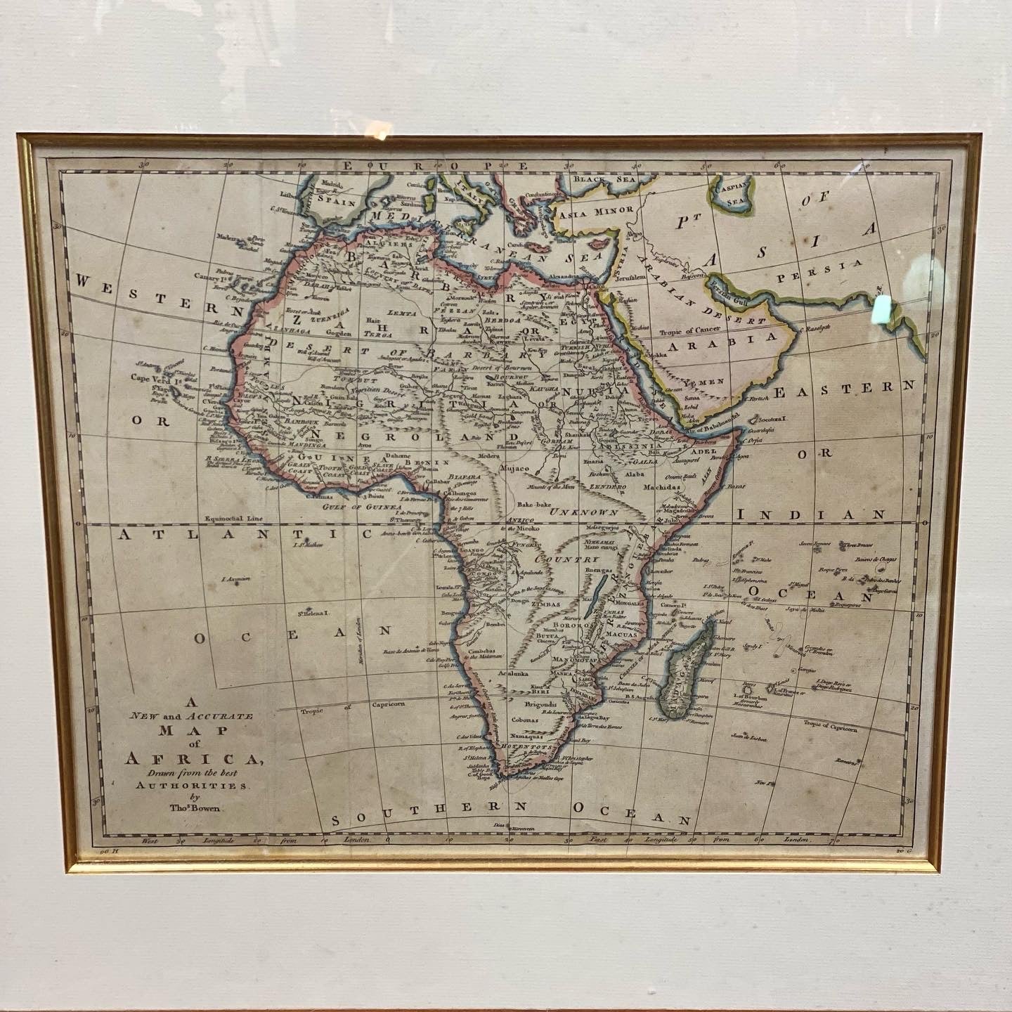 Large and Rare 18th c. English Map of Africa