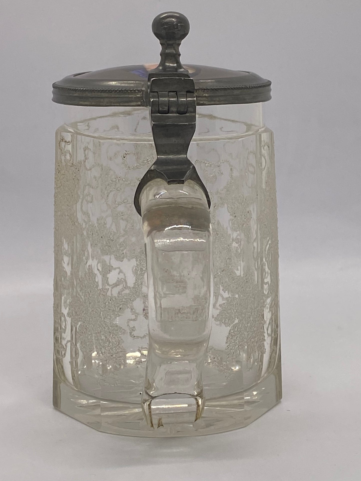 Jarra de cristal de Europa continental del siglo XIX (con placa de porcelana pintada a mano)