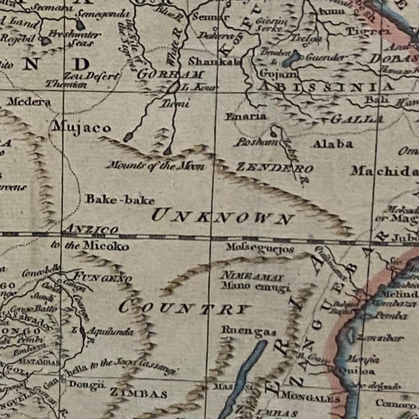 Large and Rare 18th c. English Map of Africa