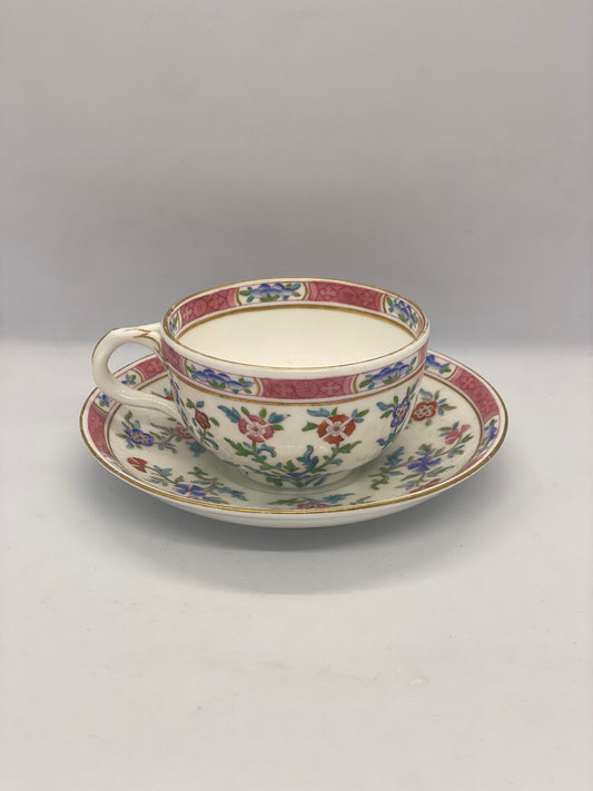 Juego de taza de té y platillo Minton de inspiración chinoiserie antiguo, circa 1858