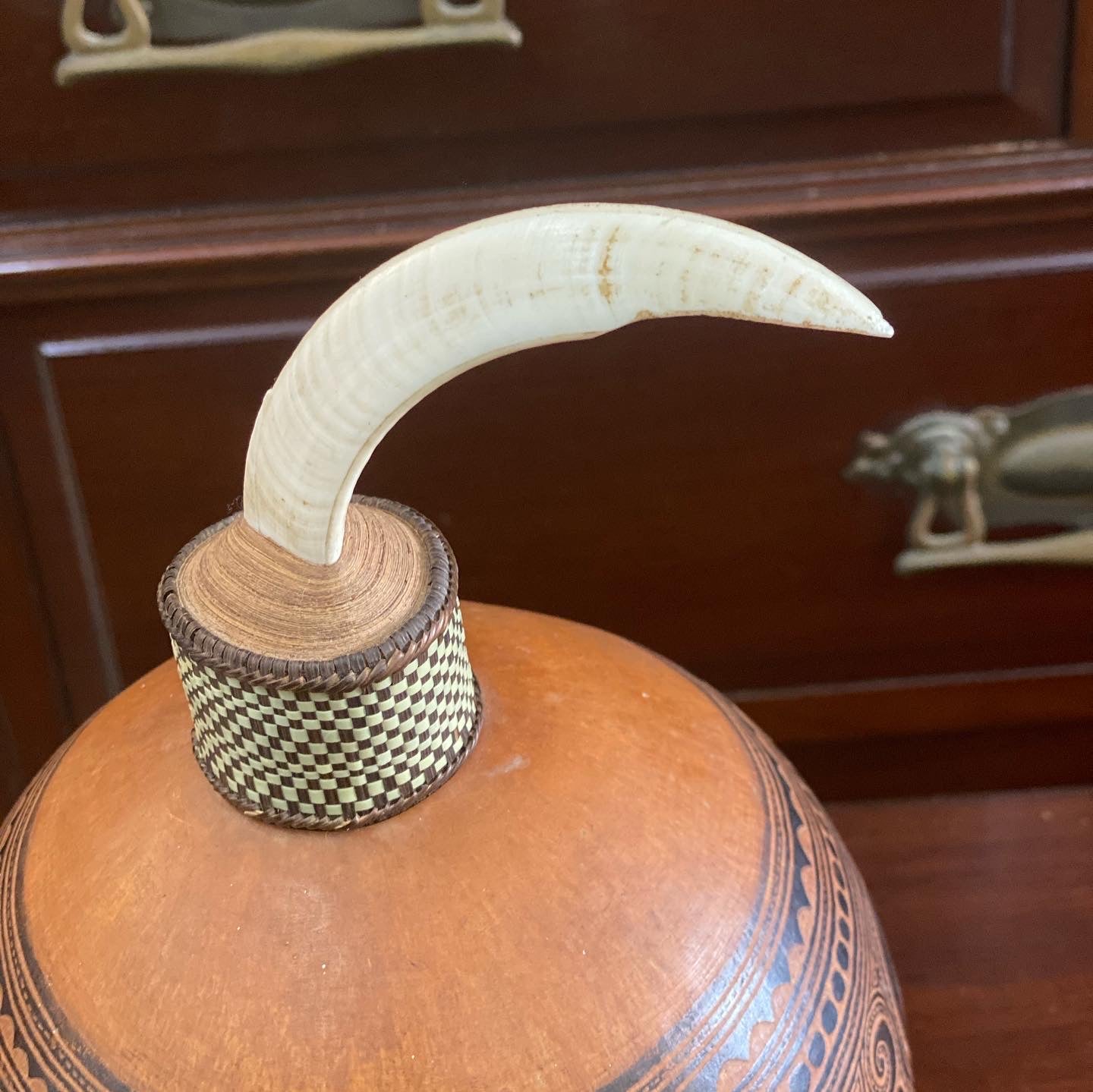 Very Old Vintage Lime Container Gourd from Trobriand Island, Papua New Guinea