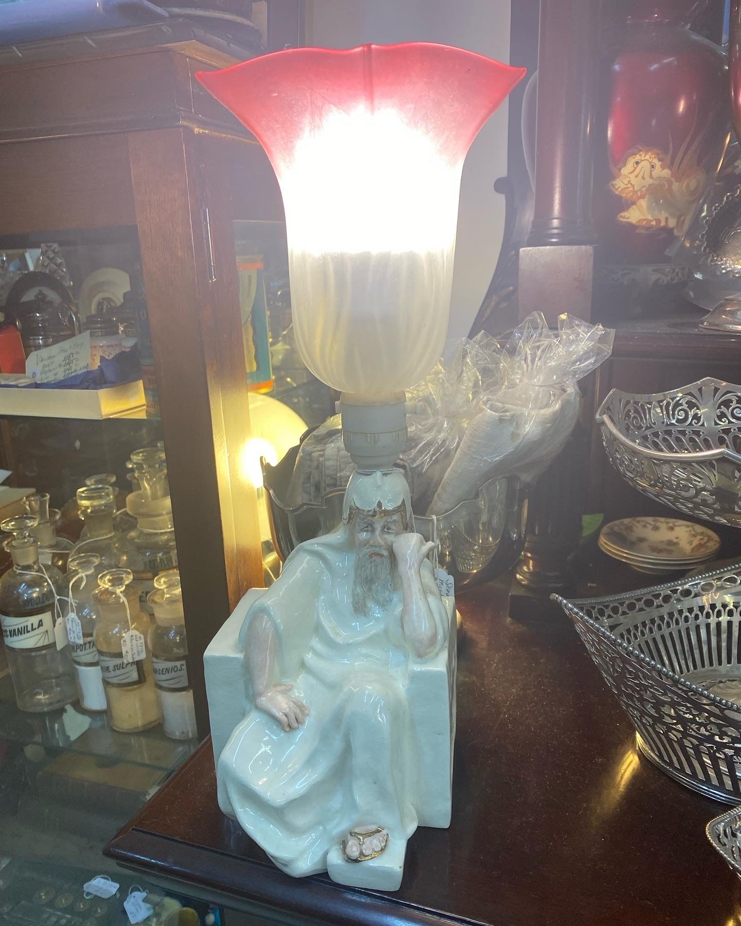“David Lamenting Absalom” Midcentury Studio Pottery Lamp