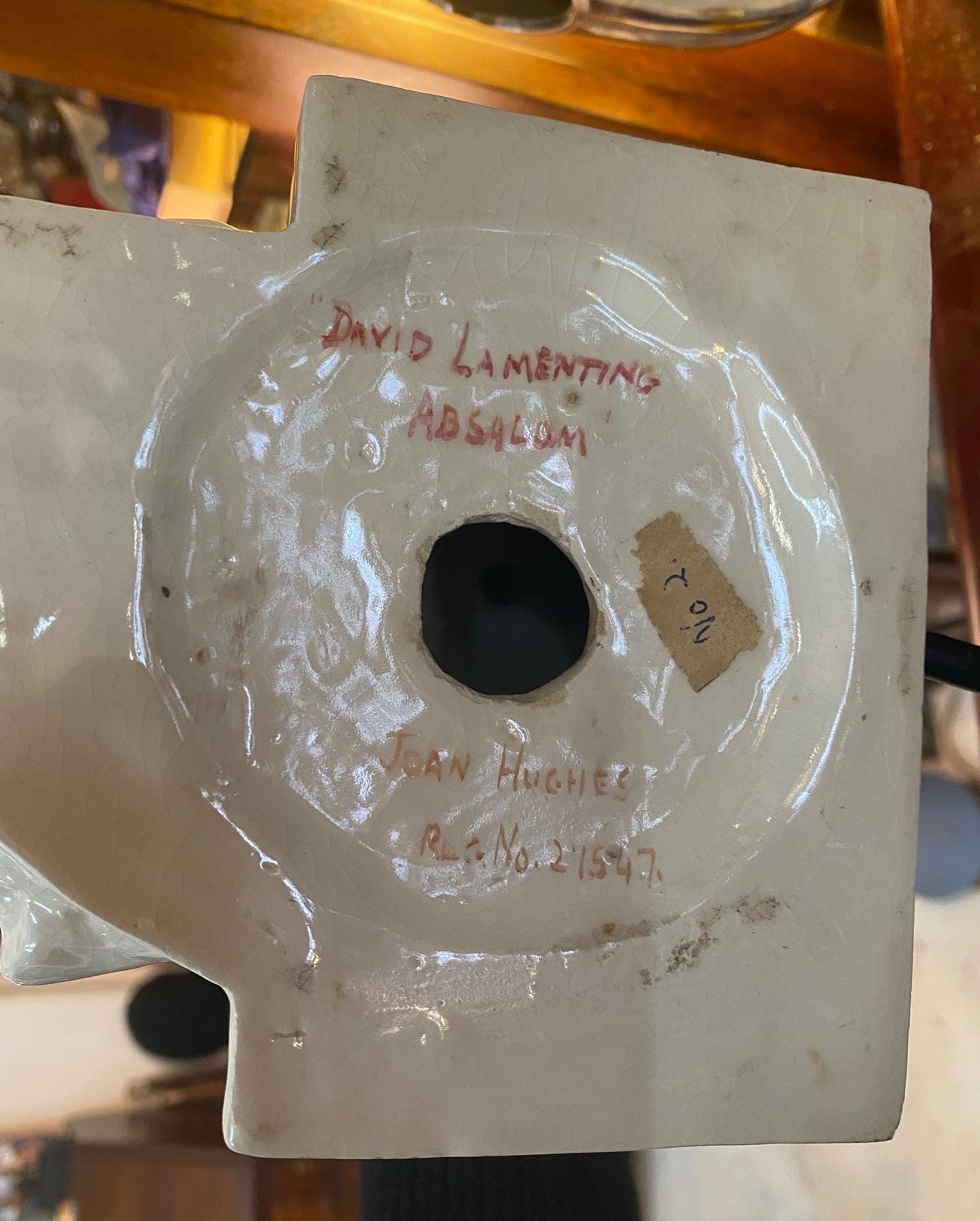 “David Lamenting Absalom” Midcentury Studio Pottery Lamp