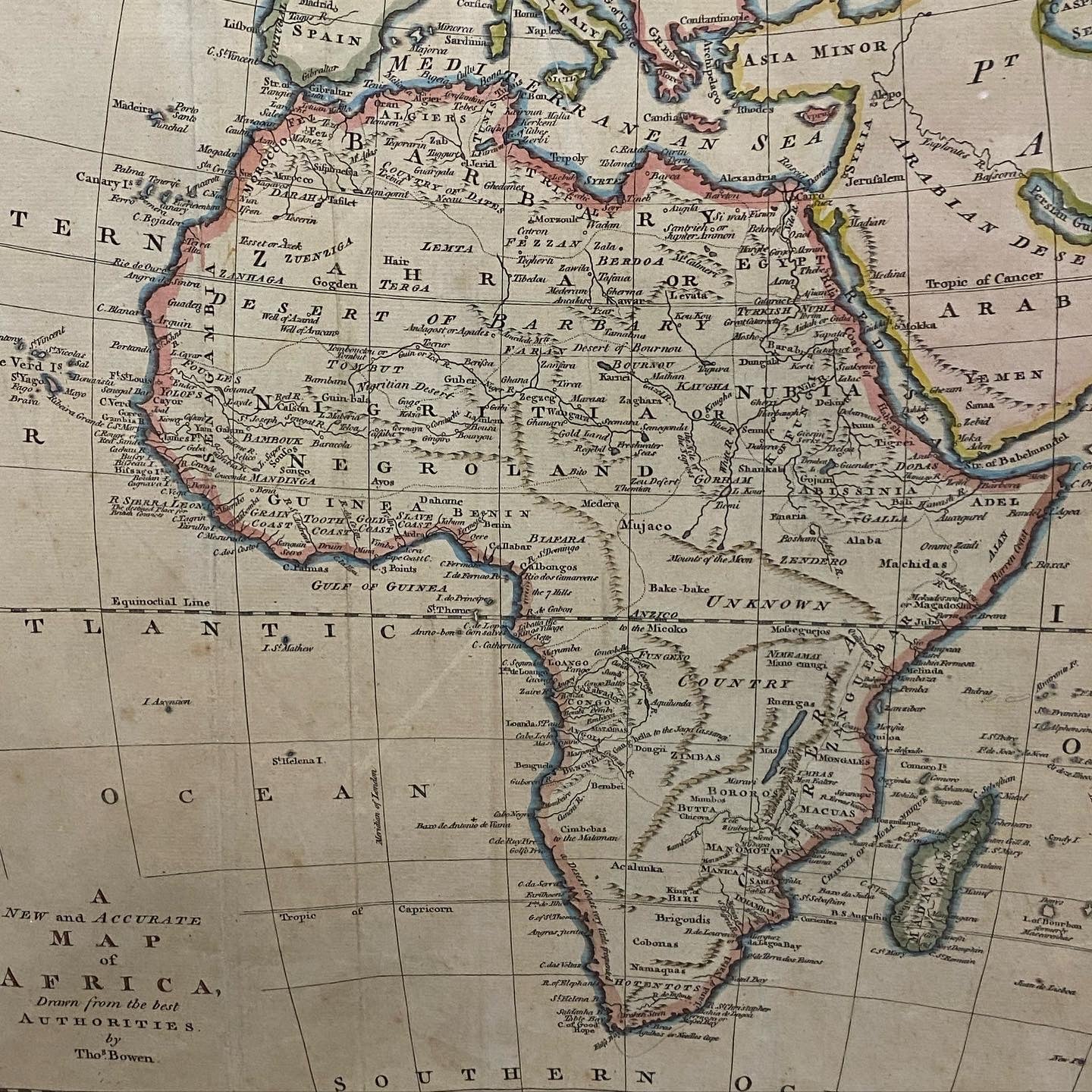 Large and Rare 18th c. English Map of Africa