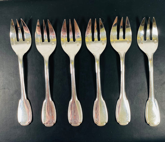 Set of 6 Cardeilhac / Christofle French .950 Oyster Forks, circa 1951-1983.