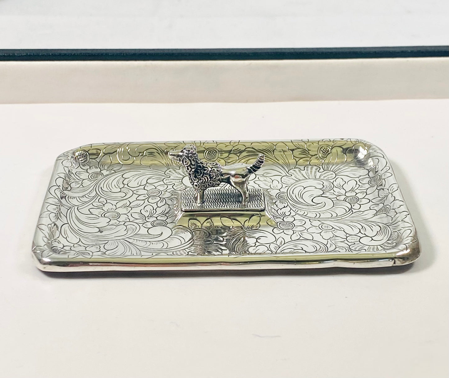 Antique Early to Mid Century Viennese .812 Silver Poodle Novelty Dish