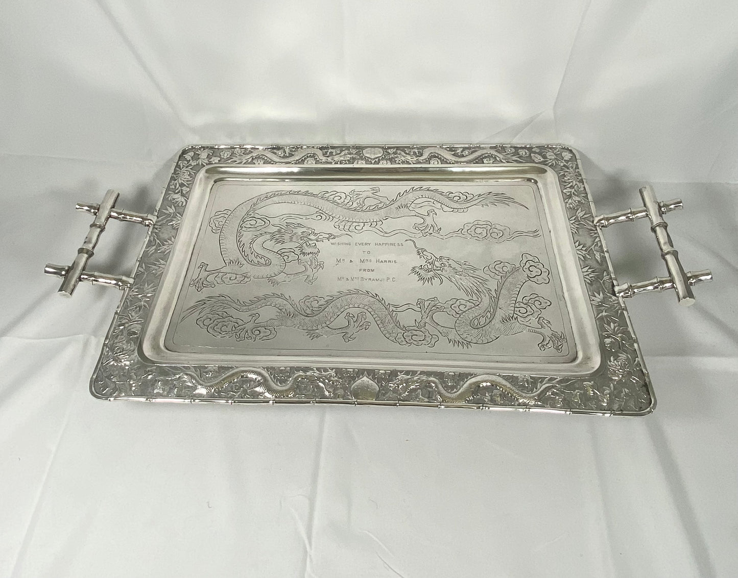 Late 19th century to early 20th century .850 Chinese Export Silver tray, Marked Jian Ji