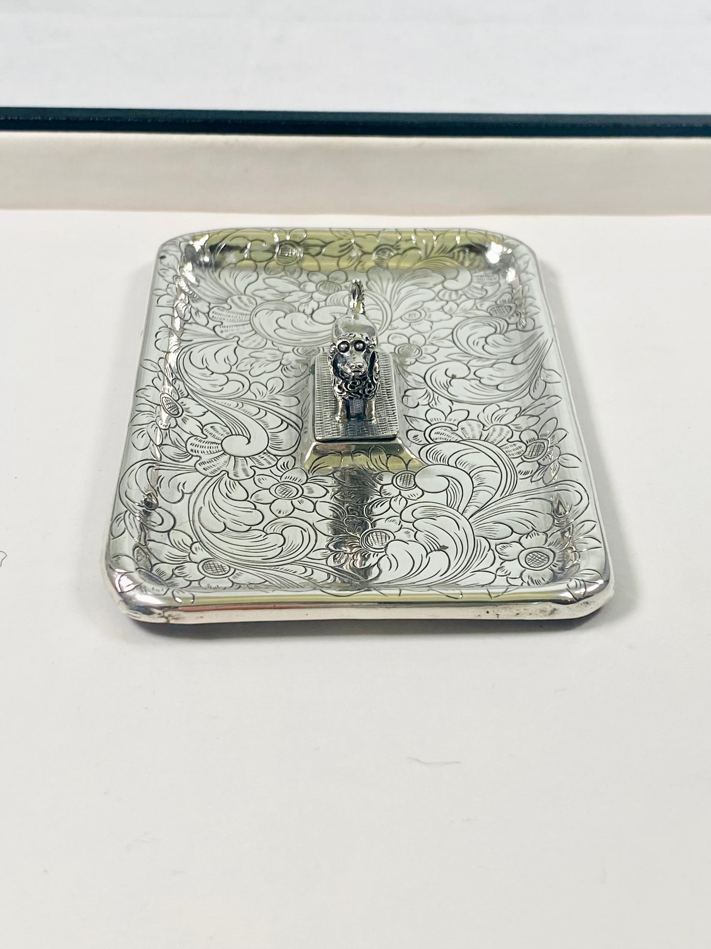 Antique Early to Mid Century Viennese .812 Silver Poodle Novelty Dish