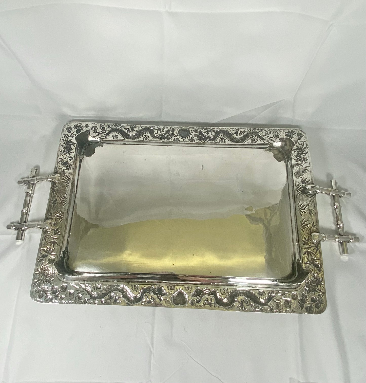 Late 19th century to early 20th century .850 Chinese Export Silver tray, Marked Jian Ji